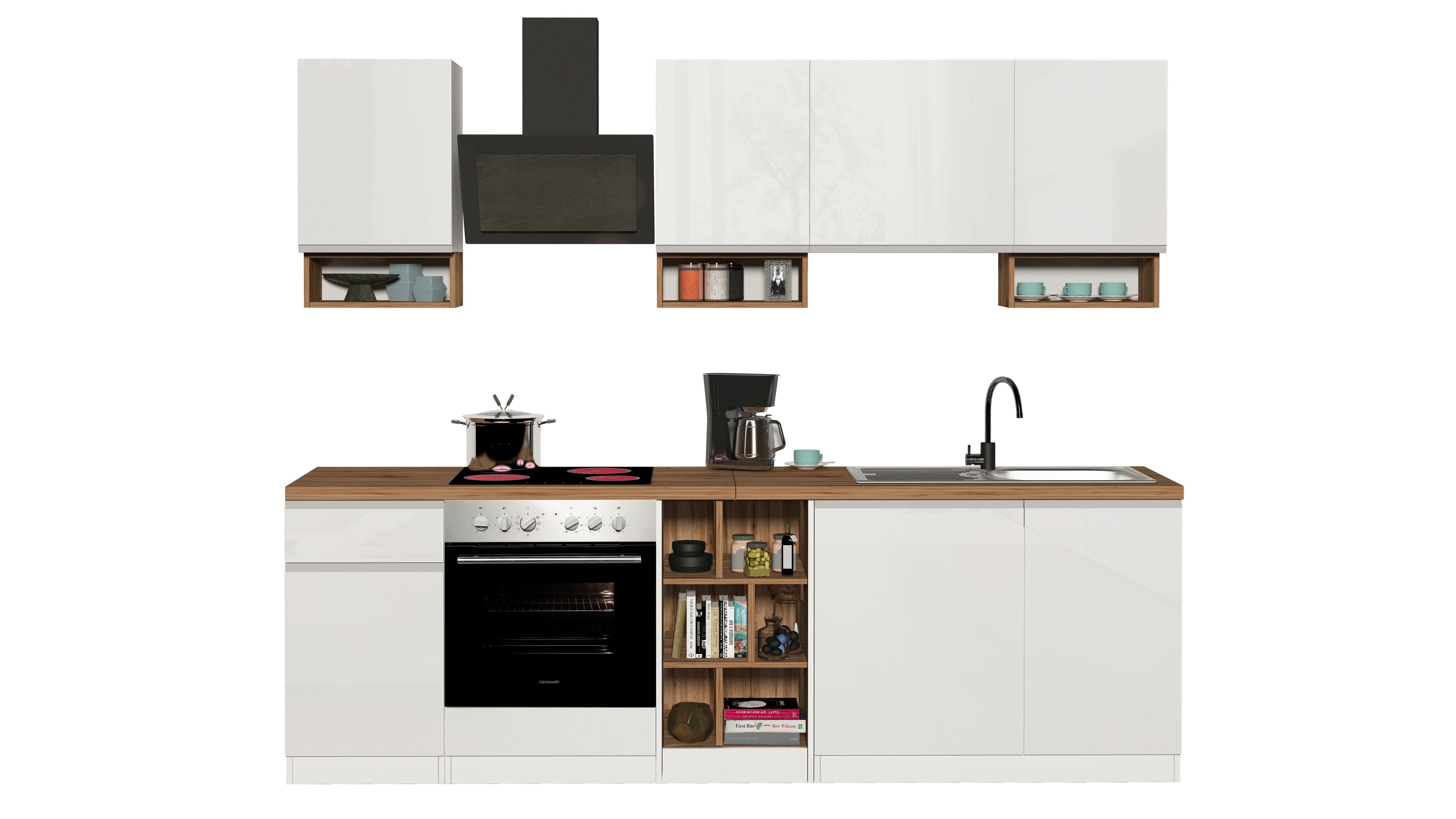 Cucina lineare SOLE da 256 cm, composizione 1 - Milano 7 Arte e Design