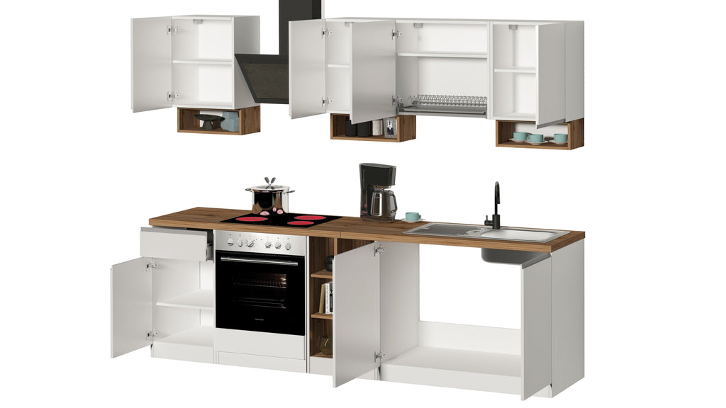 Cucina lineare SOLE da 256 cm, composizione 1 - Milano 7 Arte e Design