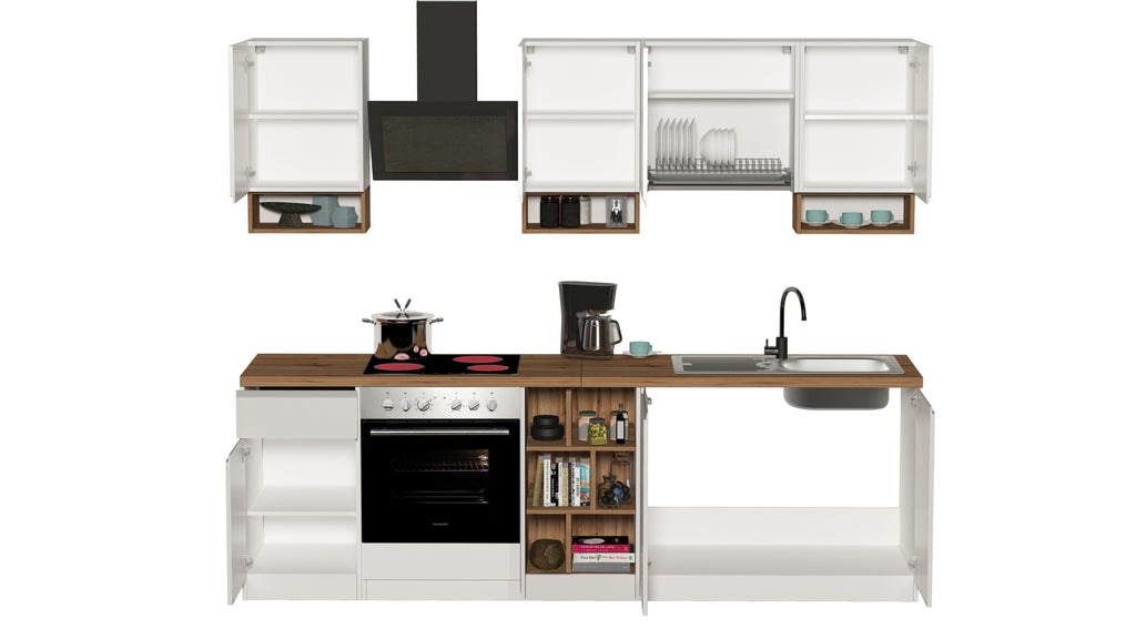 Cucina lineare SOLE da 256 cm, composizione 1 - Milano 7 Arte e Design