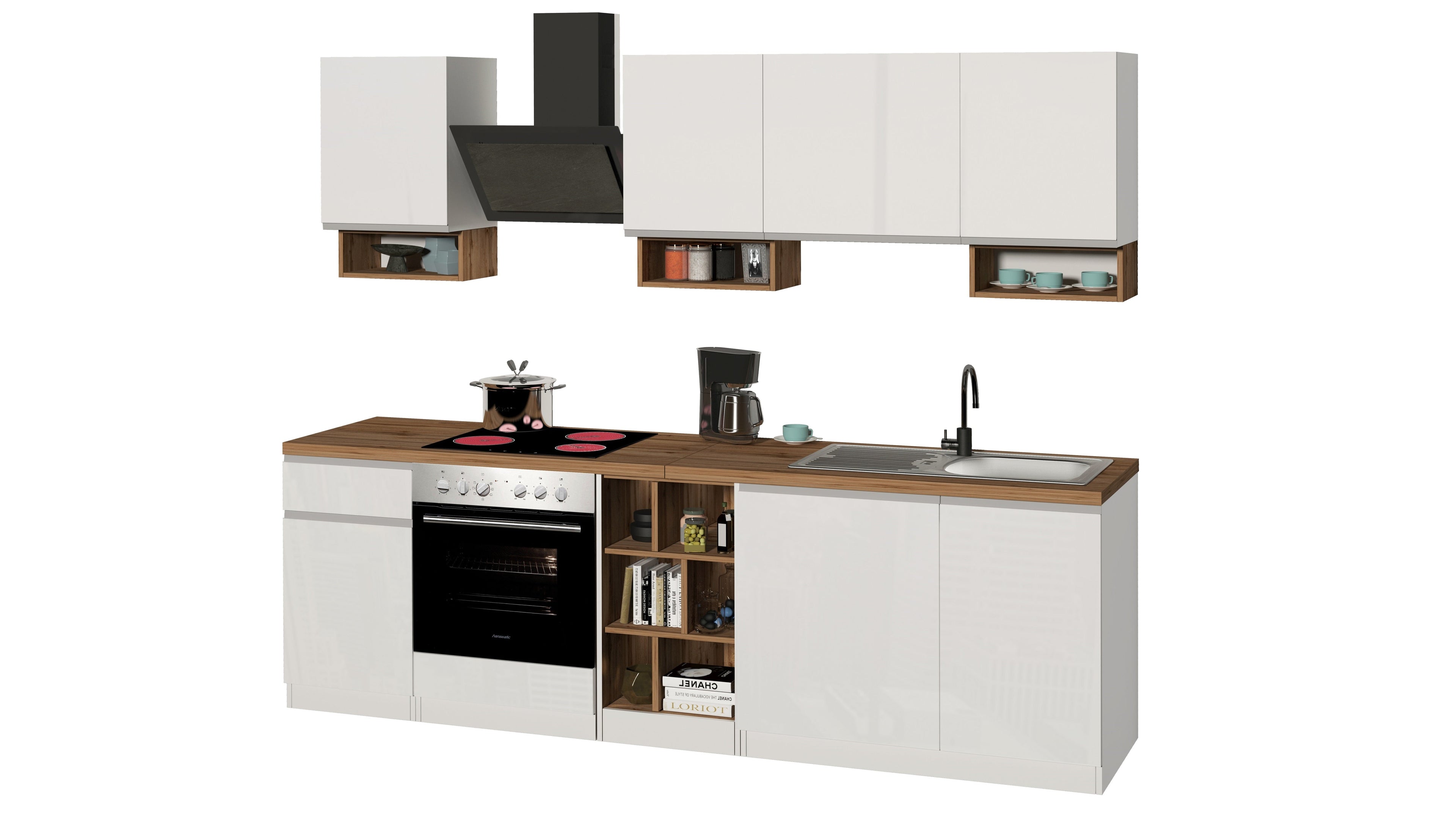 Cucina lineare SOLE da 256 cm, composizione 1 - Milano 7 Arte e Design