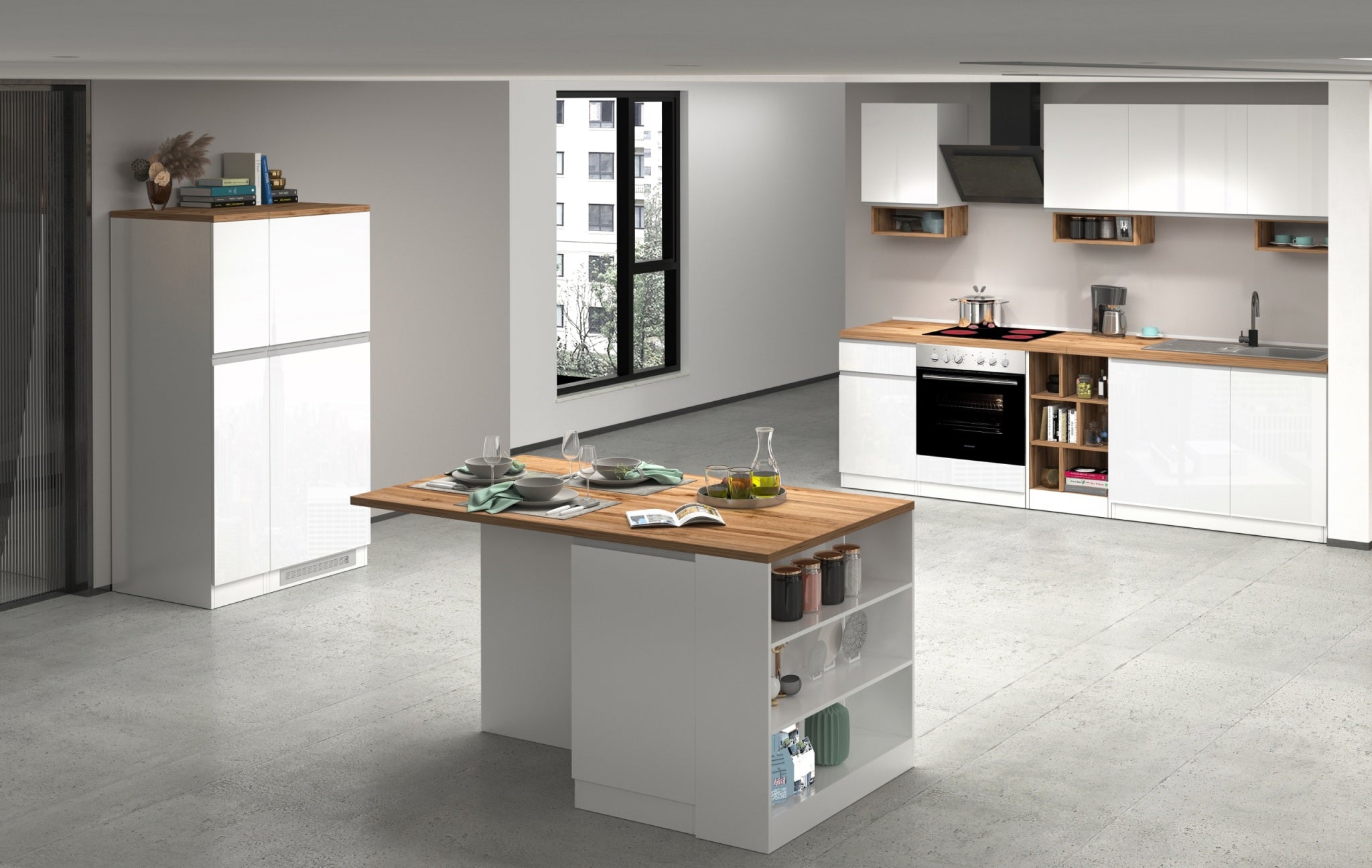 Cucina lineare SOLE da 256 cm, composizione 1 - Milano 7 Arte e Design