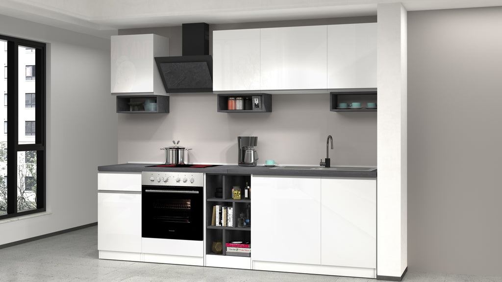 Cucina lineare SOLE da 256 cm, composizione 1 - Milano 7 Arte e Design