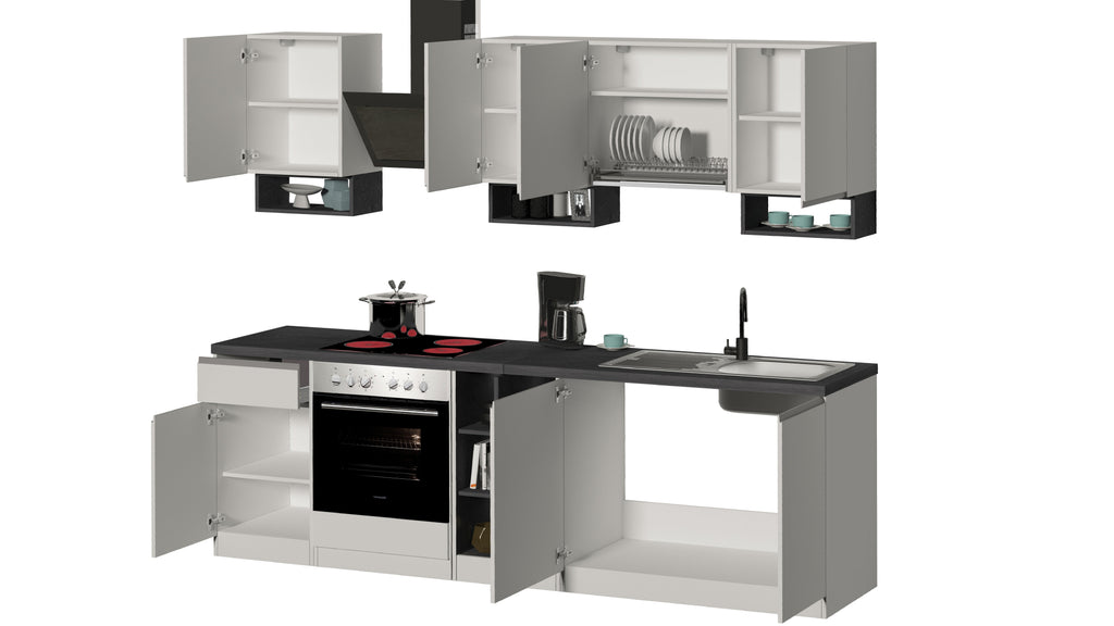 Cucina lineare SOLE da 256 cm, composizione 1 - Milano 7 Arte e Design