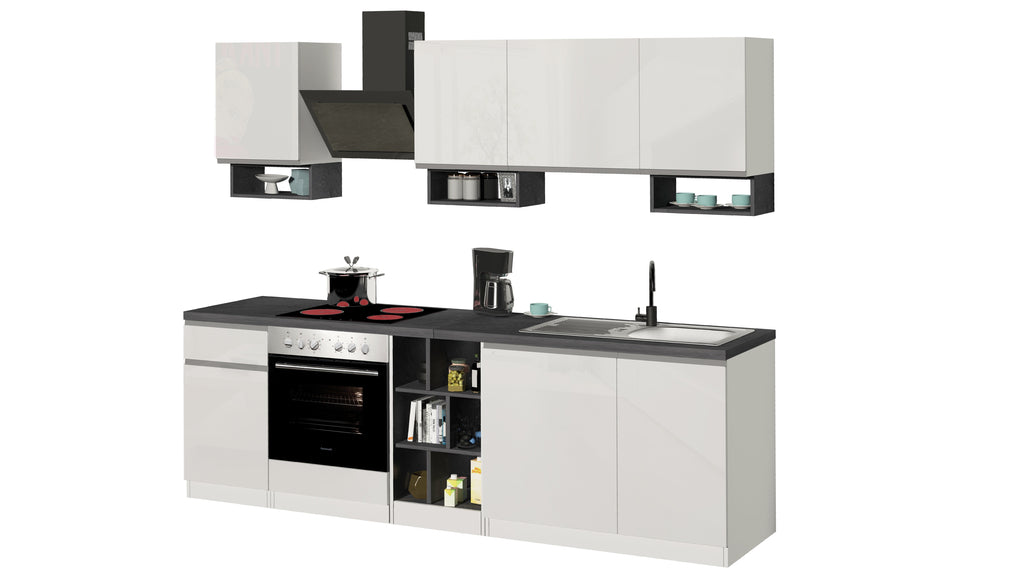 Cucina lineare SOLE da 256 cm, composizione 1 - Milano 7 Arte e Design