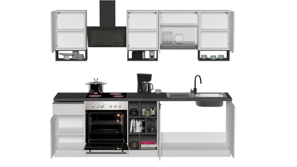 Cucina lineare SOLE da 256 cm, composizione 1 - Milano 7 Arte e Design