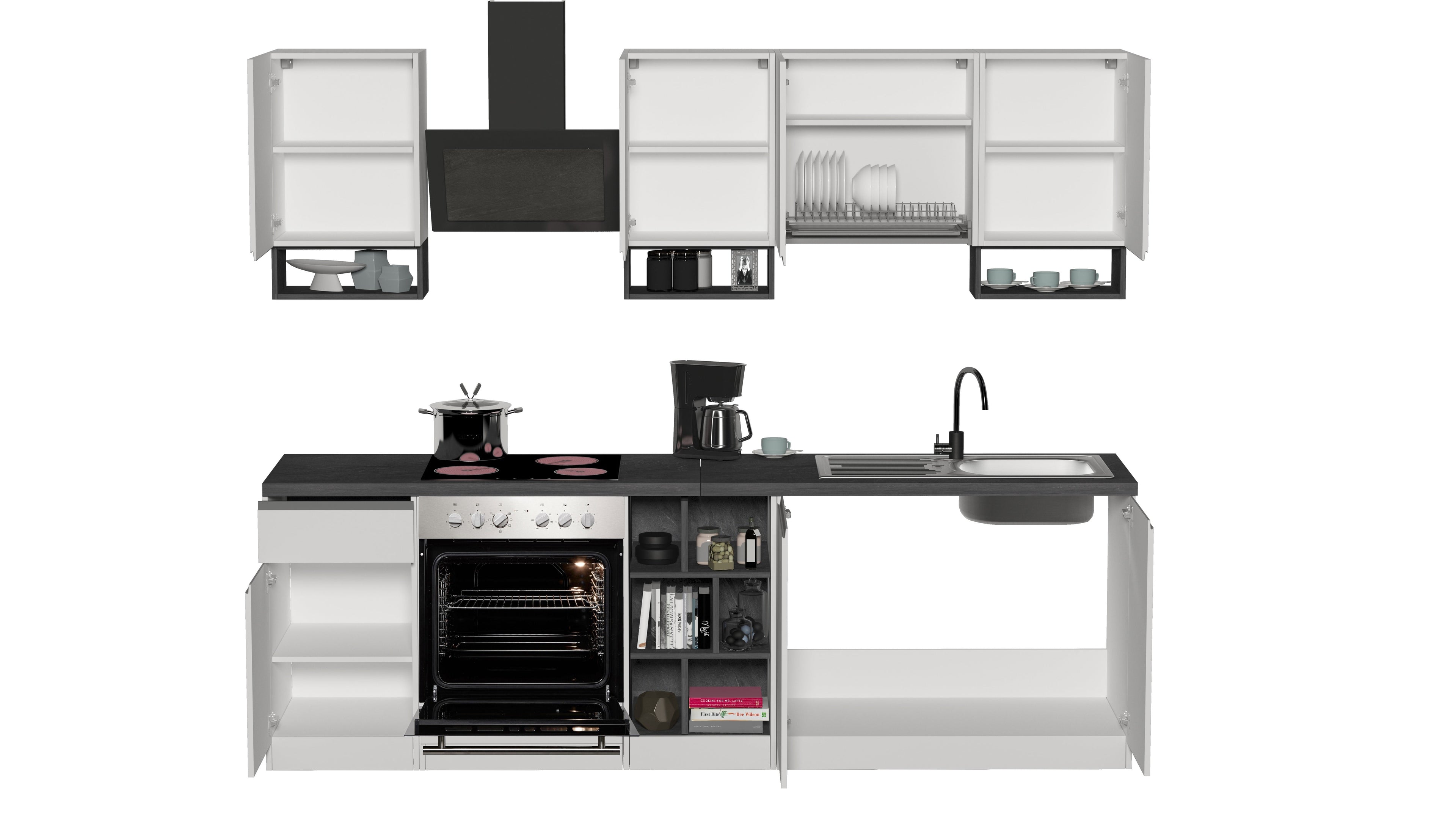 Cucina lineare SOLE da 256 cm, composizione 1 - Milano 7 Arte e Design