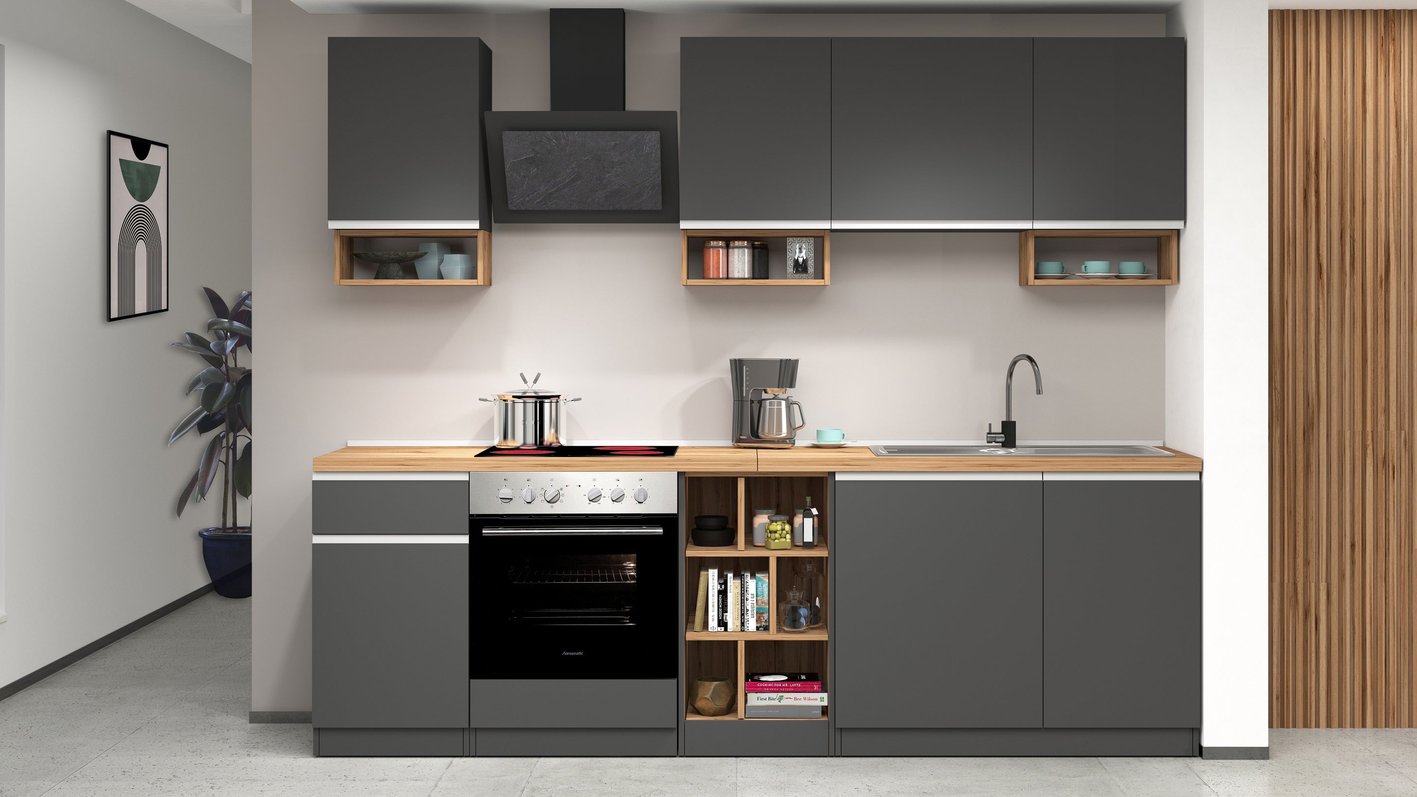 Cucina lineare SOLE da 256 cm, composizione 1 - Milano 7 Arte e Design