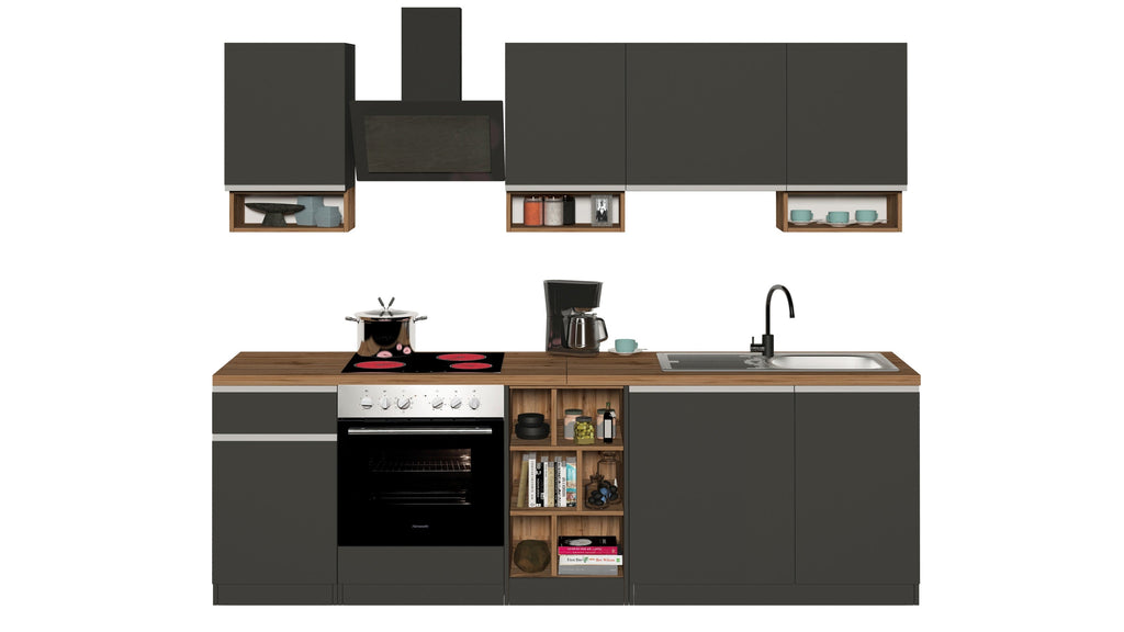 Cucina lineare SOLE da 256 cm, composizione 1 - Milano 7 Arte e Design