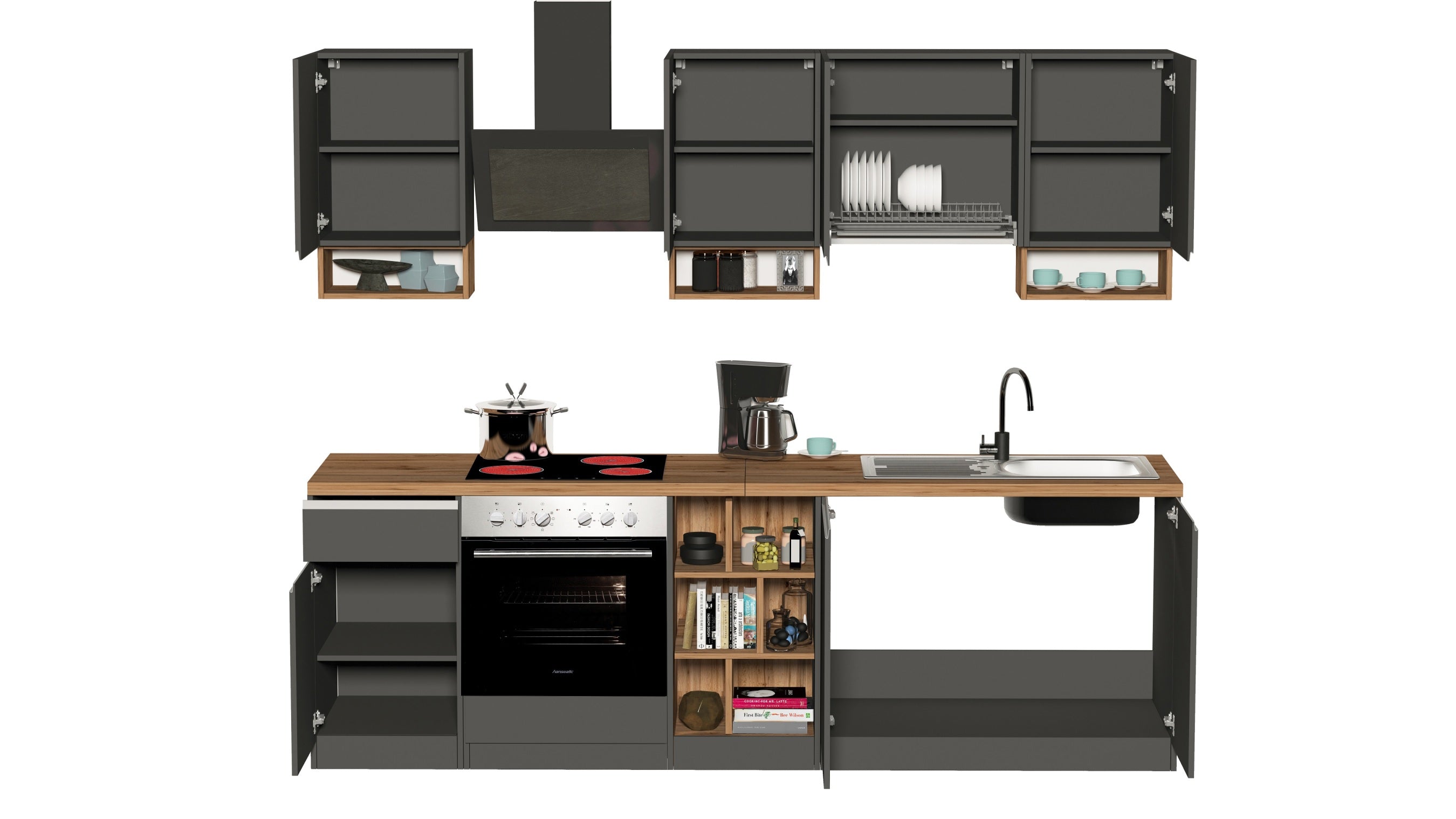 Cucina lineare SOLE da 256 cm, composizione 1 - Milano 7 Arte e Design