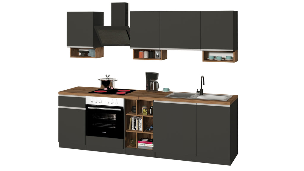 Cucina lineare SOLE da 256 cm, composizione 1 - Milano 7 Arte e Design
