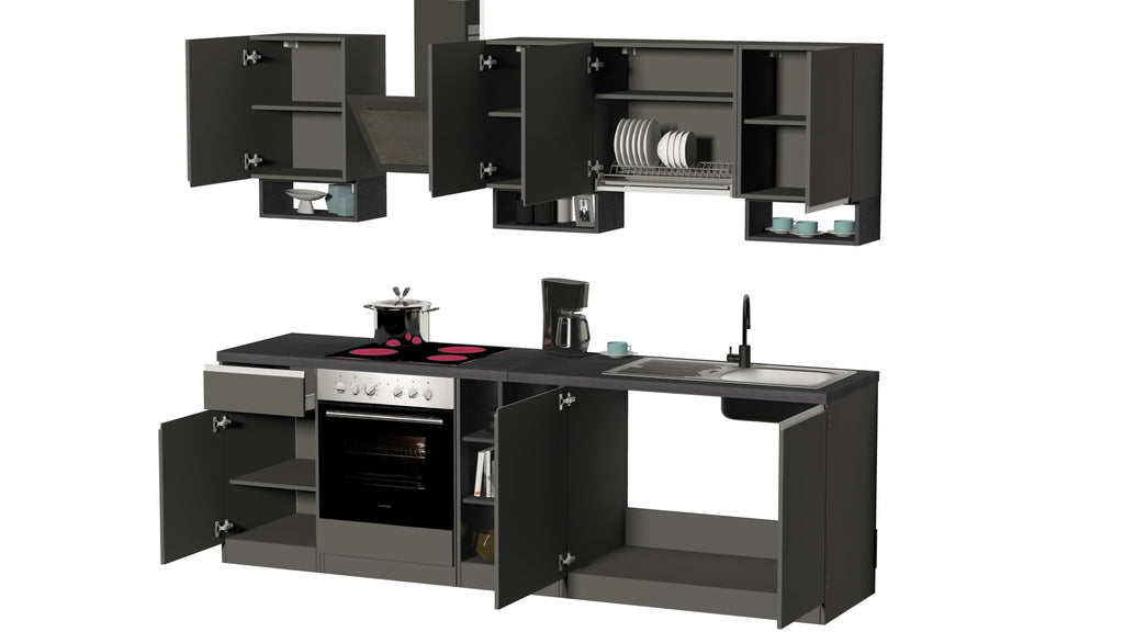 Cucina lineare SOLE da 256 cm, composizione 1 - Milano 7 Arte e Design