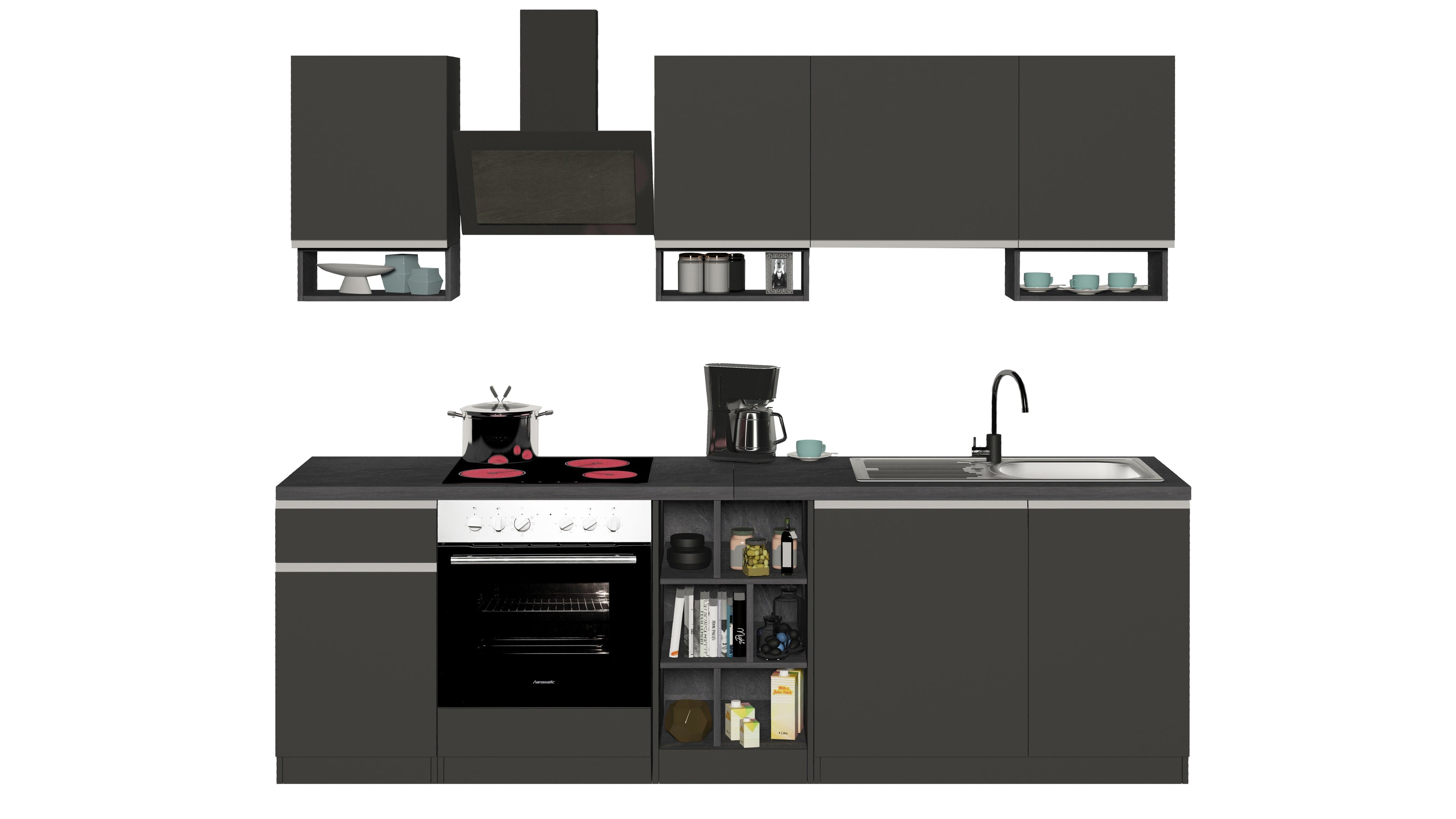 Cucina lineare SOLE da 256 cm, composizione 1 - Milano 7 Arte e Design