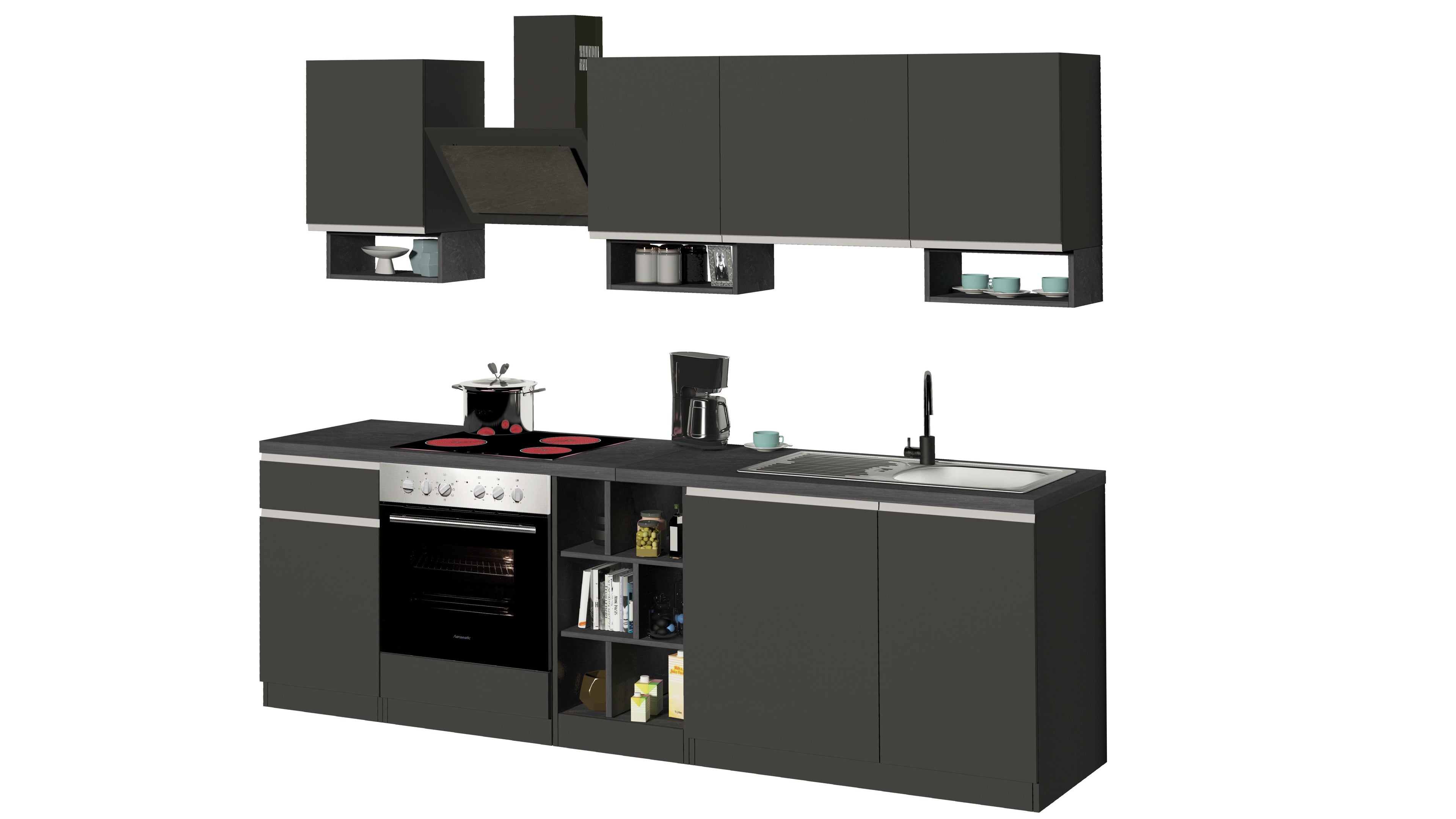 Cucina lineare SOLE da 256 cm, composizione 1 - Milano 7 Arte e Design