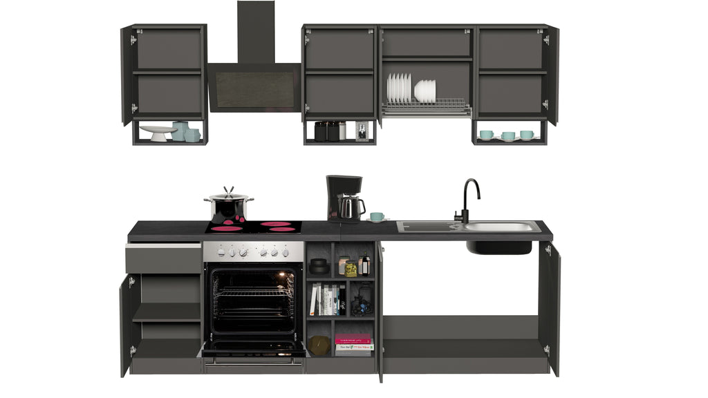Cucina lineare SOLE da 256 cm, composizione 1 - Milano 7 Arte e Design
