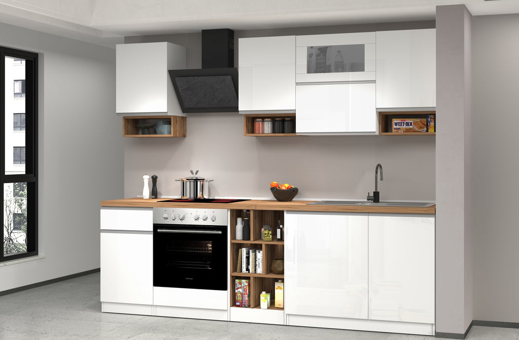 Cucina lineare SOLE 256 cm, composizione 2 - Milano 7 Arte e Design