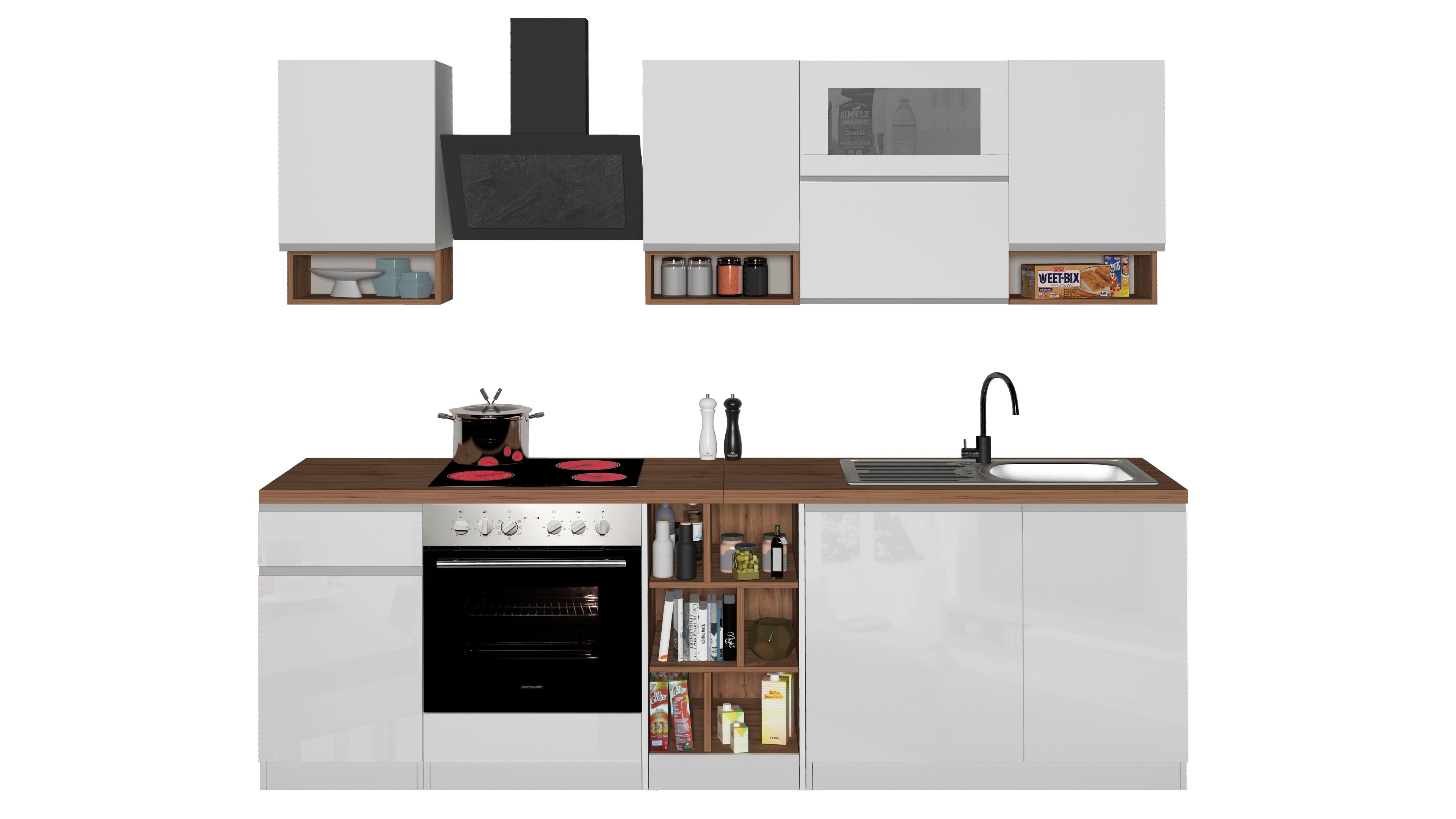 Cucina lineare SOLE 256 cm, composizione 2 - Milano 7 Arte e Design