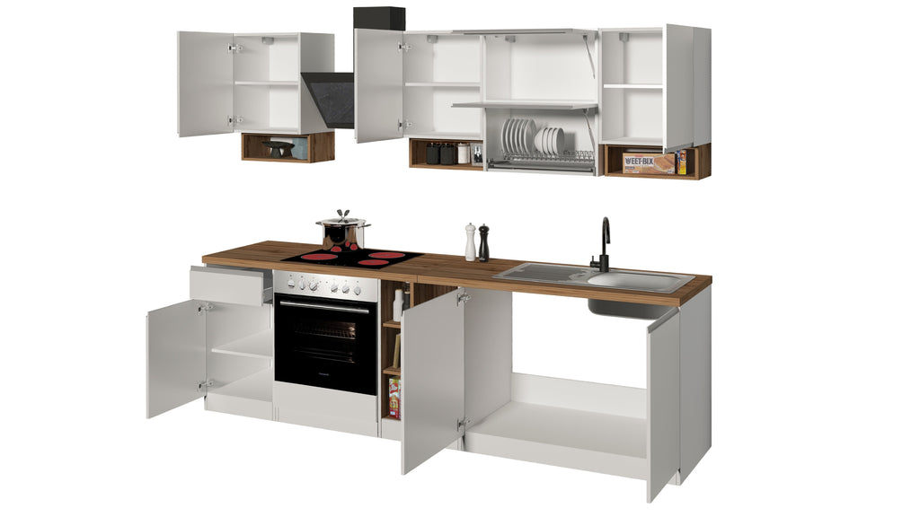 Cucina lineare SOLE 256 cm, composizione 2 - Milano 7 Arte e Design
