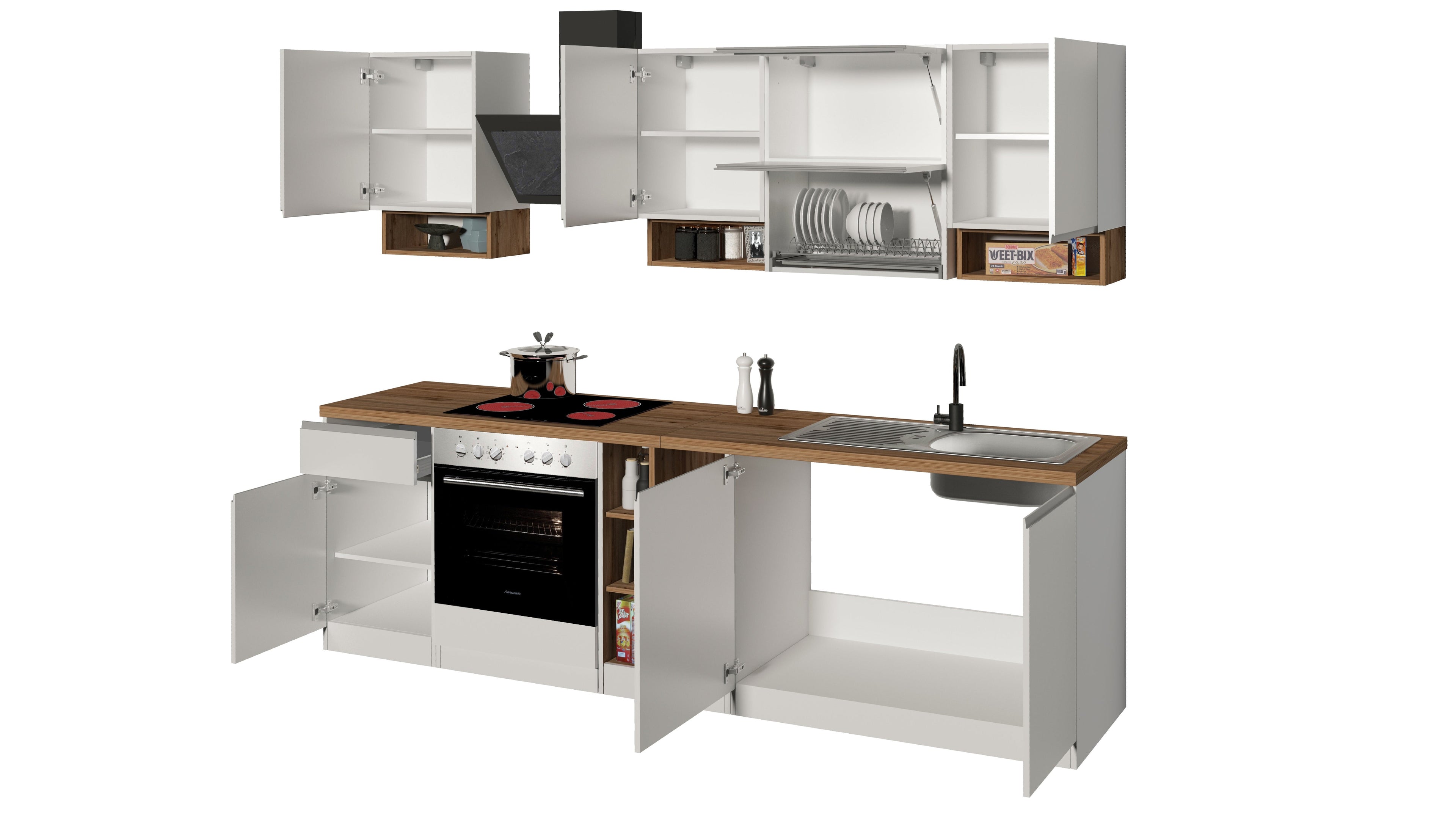 Cucina lineare SOLE 256 cm, composizione 2 - Milano 7 Arte e Design