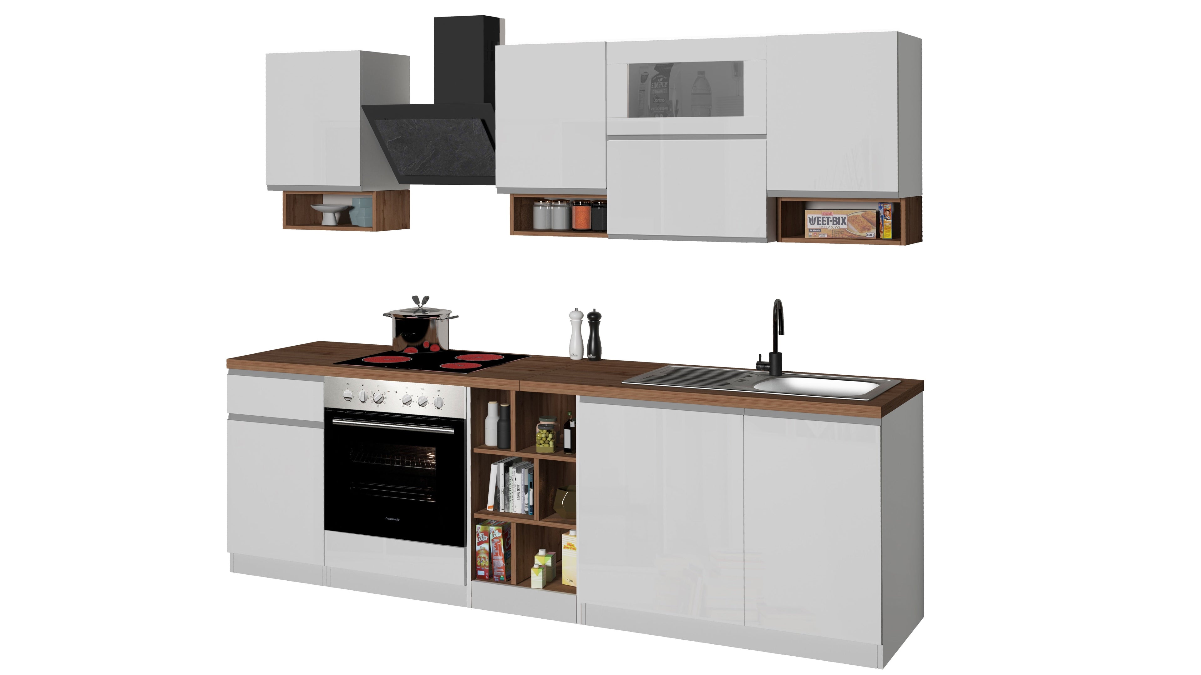 Cucina lineare SOLE 256 cm, composizione 2 - Milano 7 Arte e Design