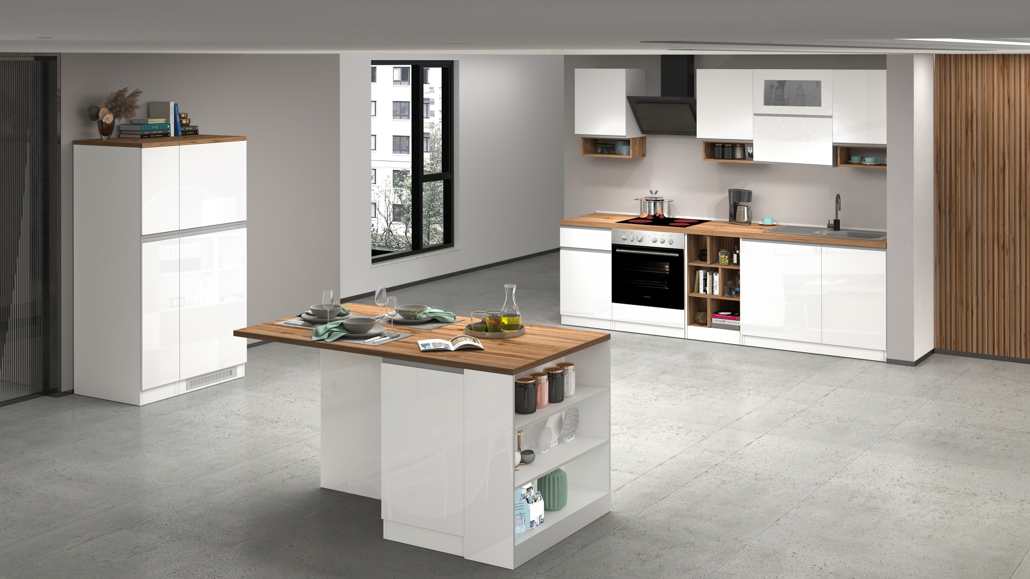 Cucina lineare SOLE 256 cm, composizione 2 - Milano 7 Arte e Design