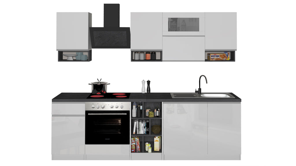 Cucina lineare SOLE 256 cm, composizione 2 - Milano 7 Arte e Design