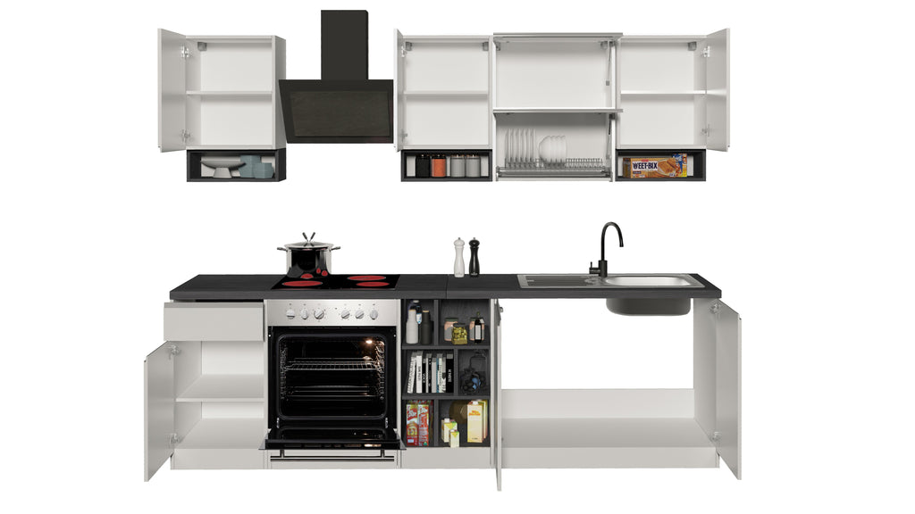 Cucina lineare SOLE 256 cm, composizione 2 - Milano 7 Arte e Design