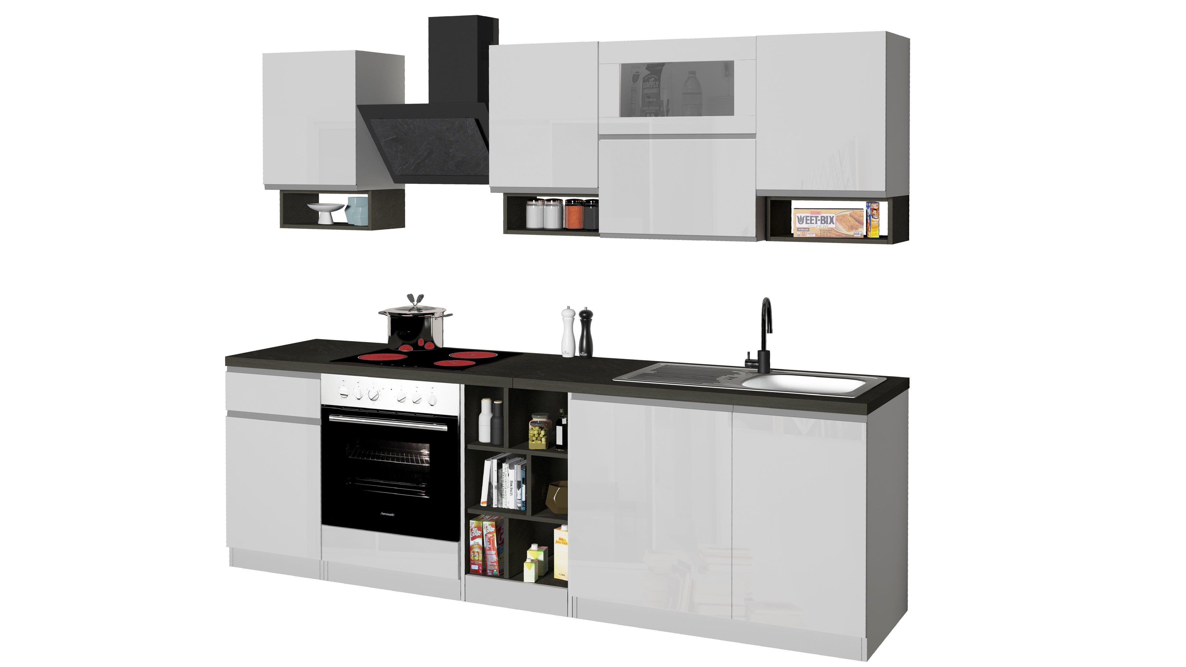 Cucina lineare SOLE 256 cm, composizione 2 - Milano 7 Arte e Design