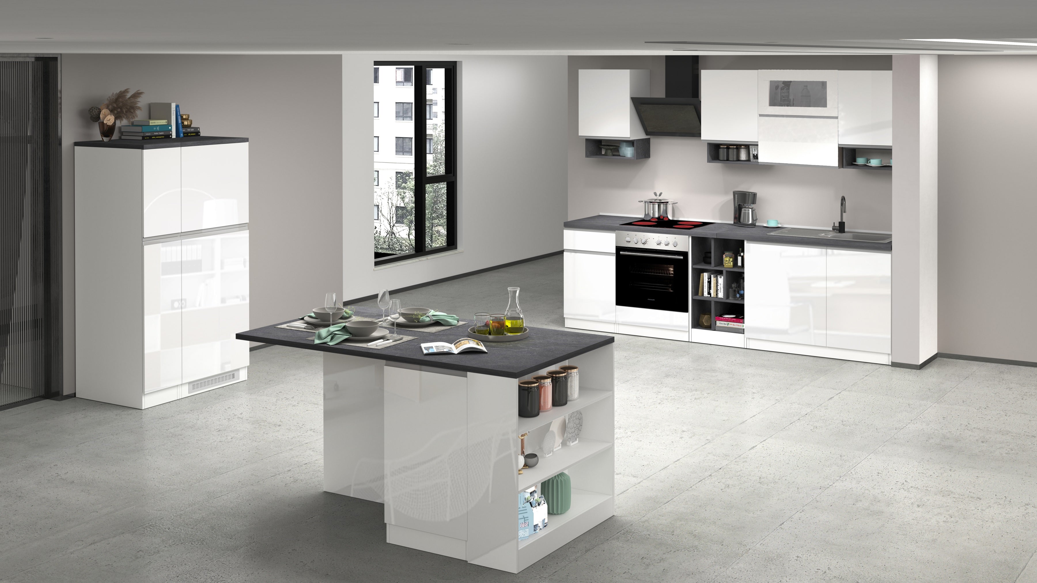 Cucina lineare SOLE 256 cm, composizione 2 - Milano 7 Arte e Design