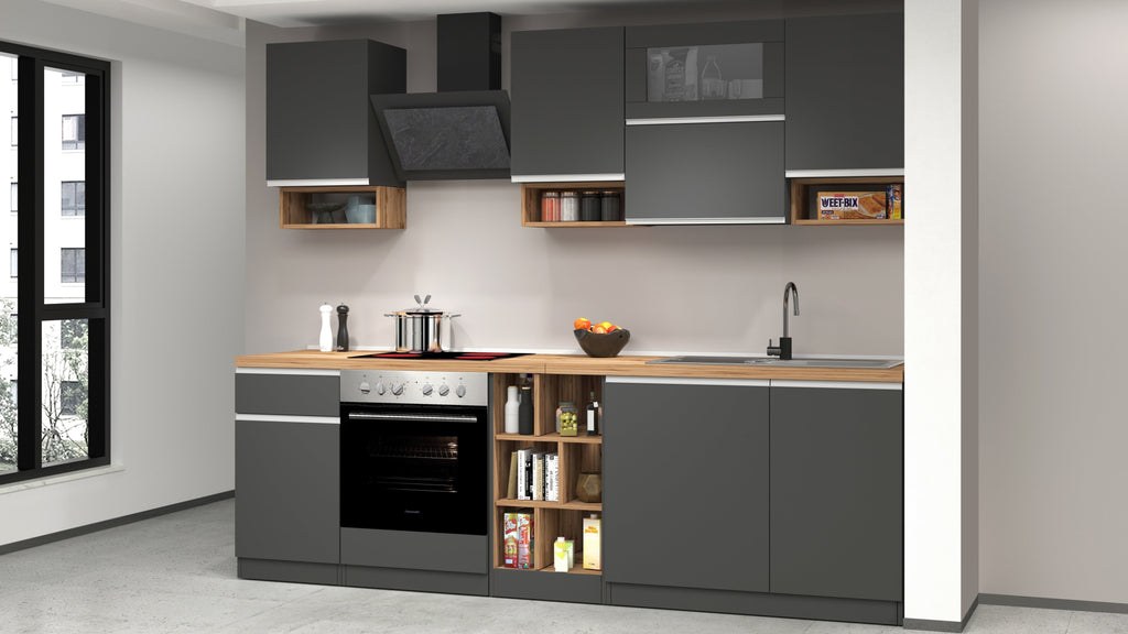 Cucina lineare SOLE 256 cm, composizione 2 - Milano 7 Arte e Design