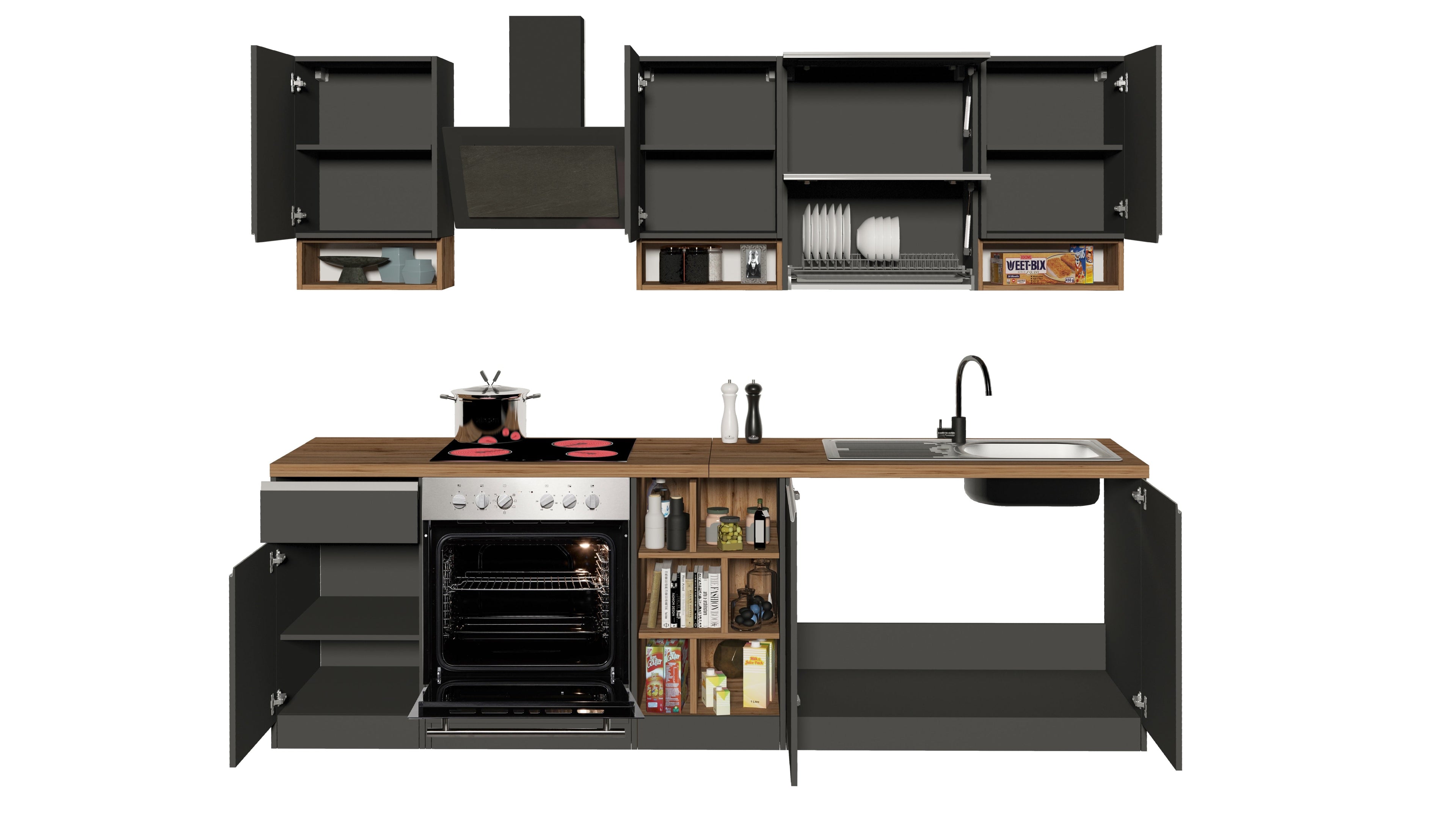 Cucina lineare SOLE 256 cm, composizione 2 - Milano 7 Arte e Design