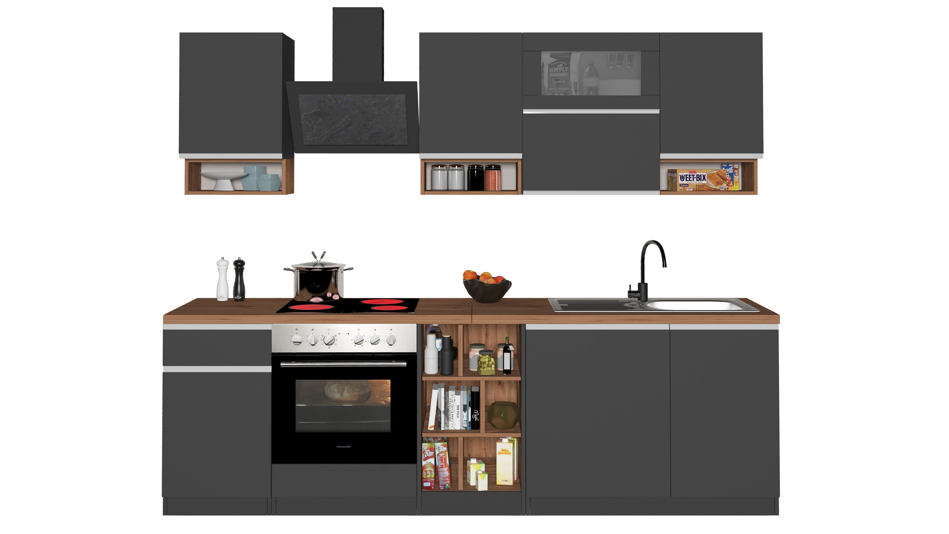 Cucina lineare SOLE 256 cm, composizione 2 - Milano 7 Arte e Design
