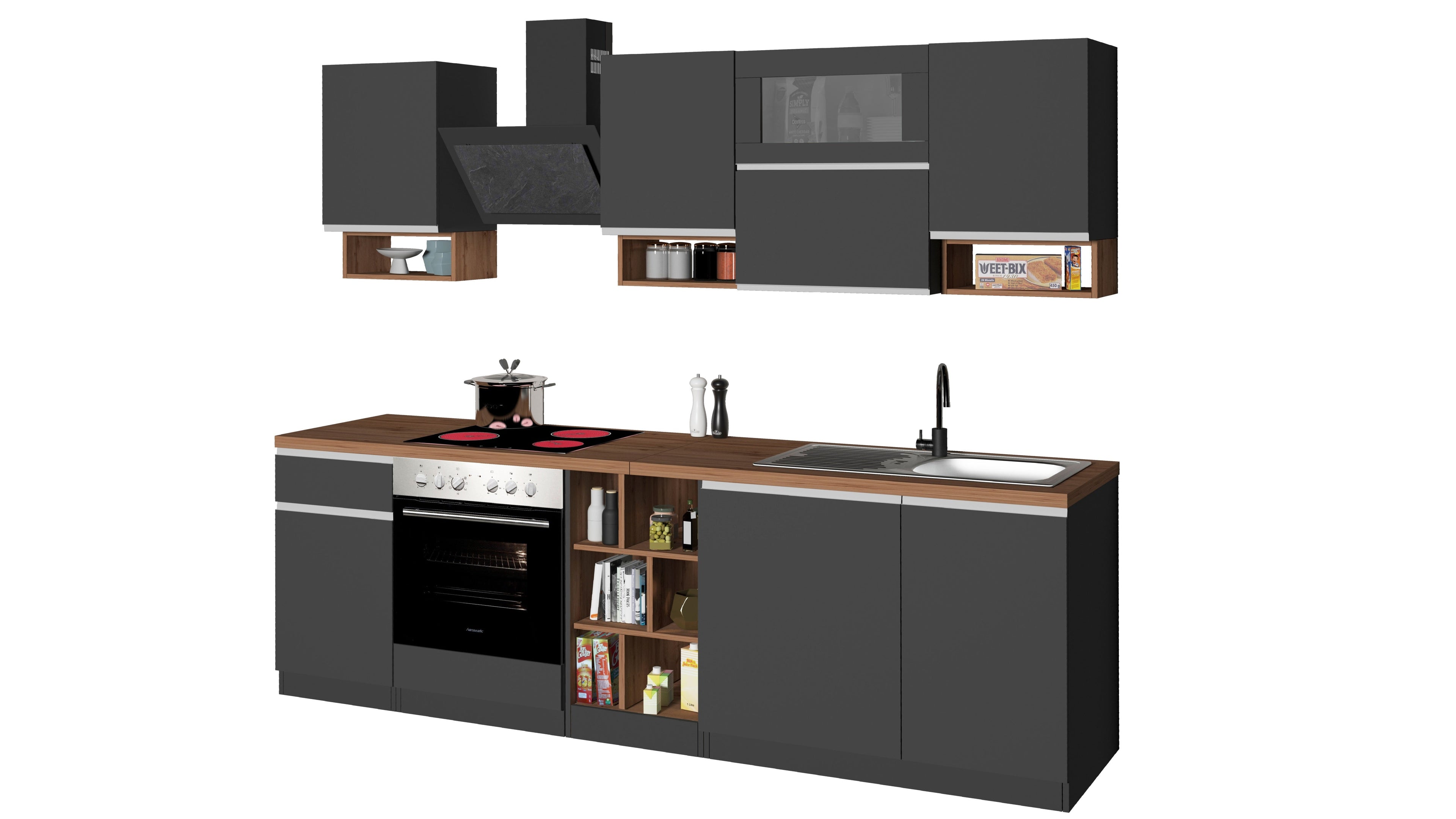 Cucina lineare SOLE 256 cm, composizione 2 - Milano 7 Arte e Design