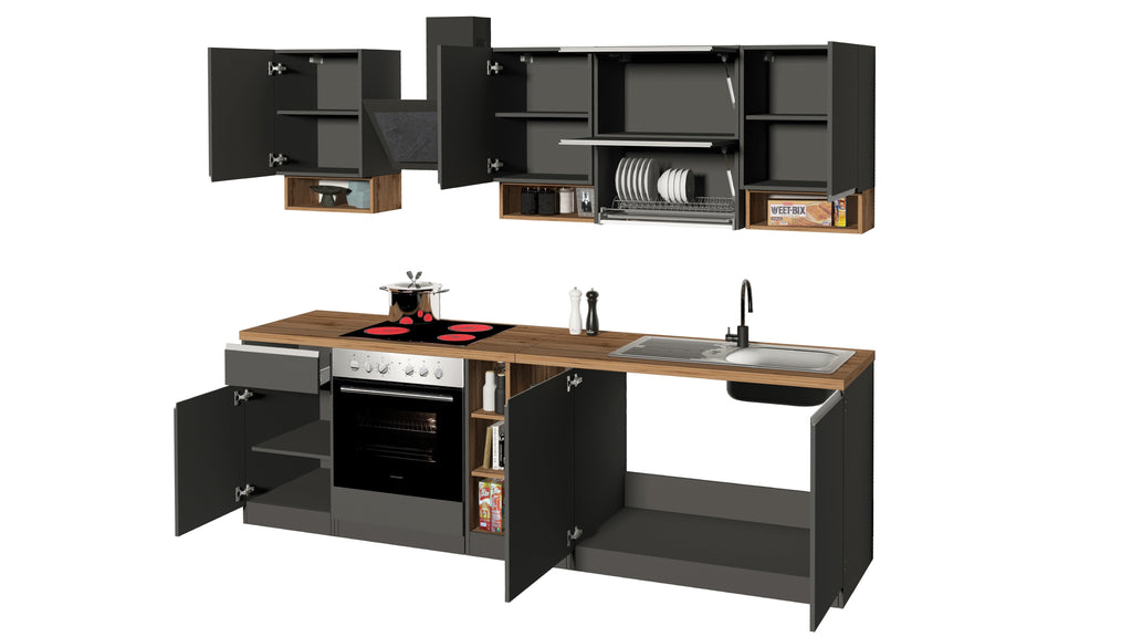 Cucina lineare SOLE 256 cm, composizione 2 - Milano 7 Arte e Design