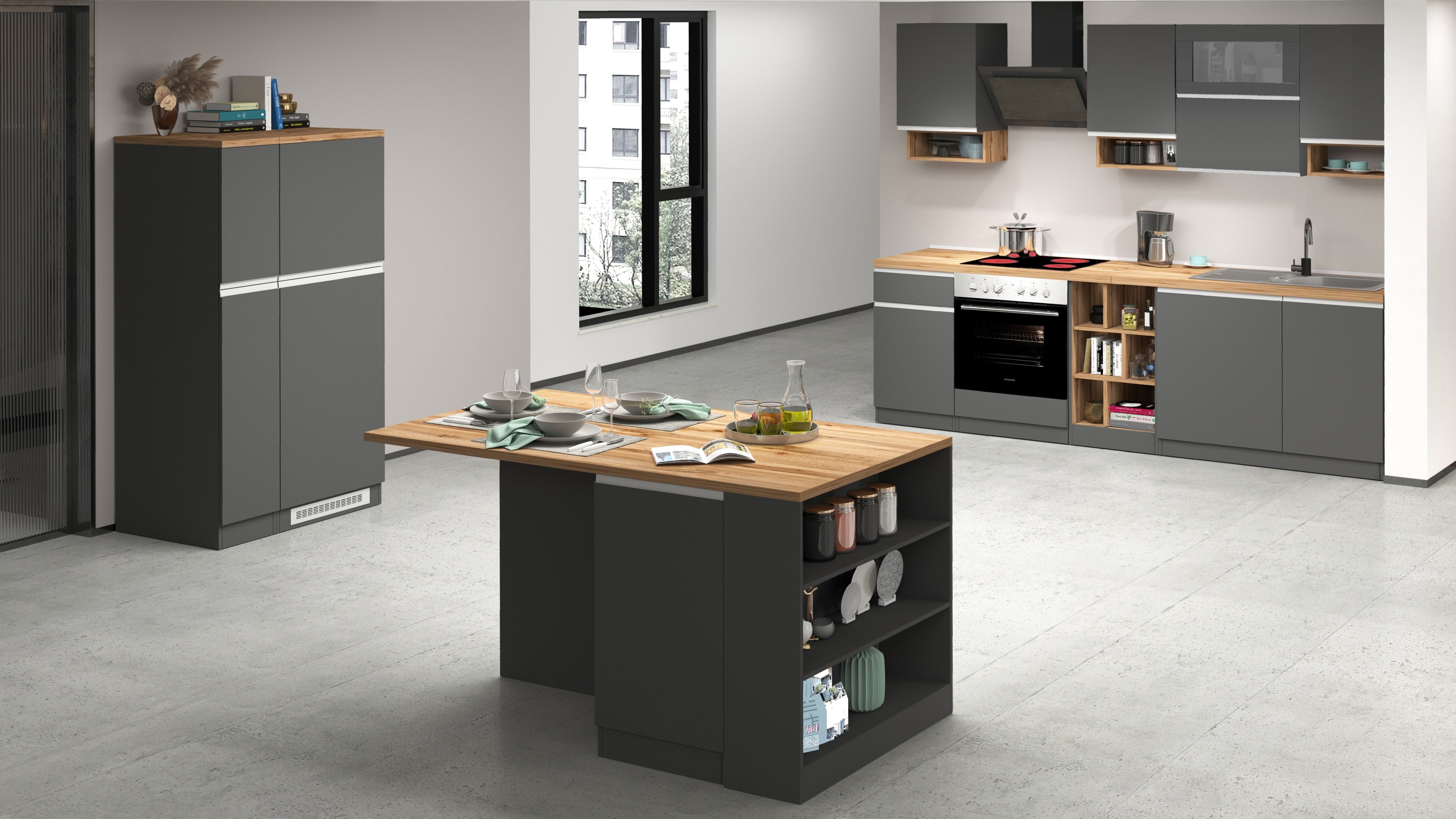 Cucina lineare SOLE 256 cm, composizione 2 - Milano 7 Arte e Design
