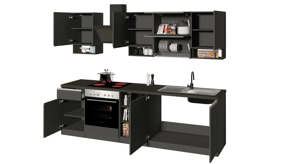 Cucina lineare SOLE 256 cm, composizione 2 - Milano 7 Arte e Design