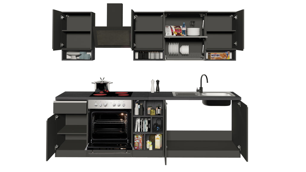 Cucina lineare SOLE 256 cm, composizione 2 - Milano 7 Arte e Design