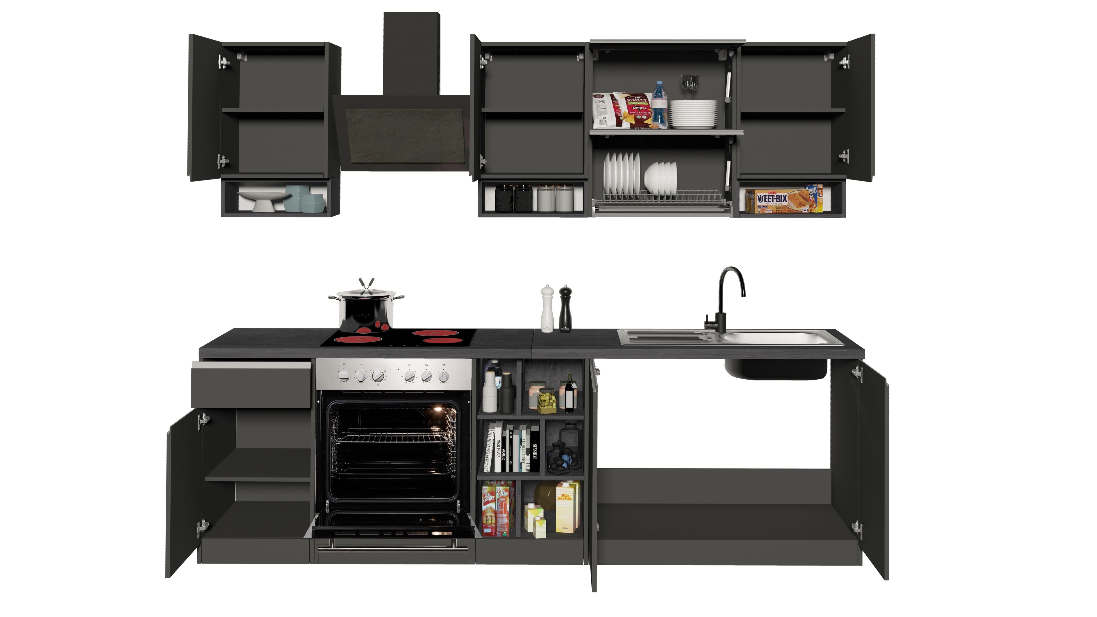 Cucina lineare SOLE 256 cm, composizione 2 - Milano 7 Arte e Design