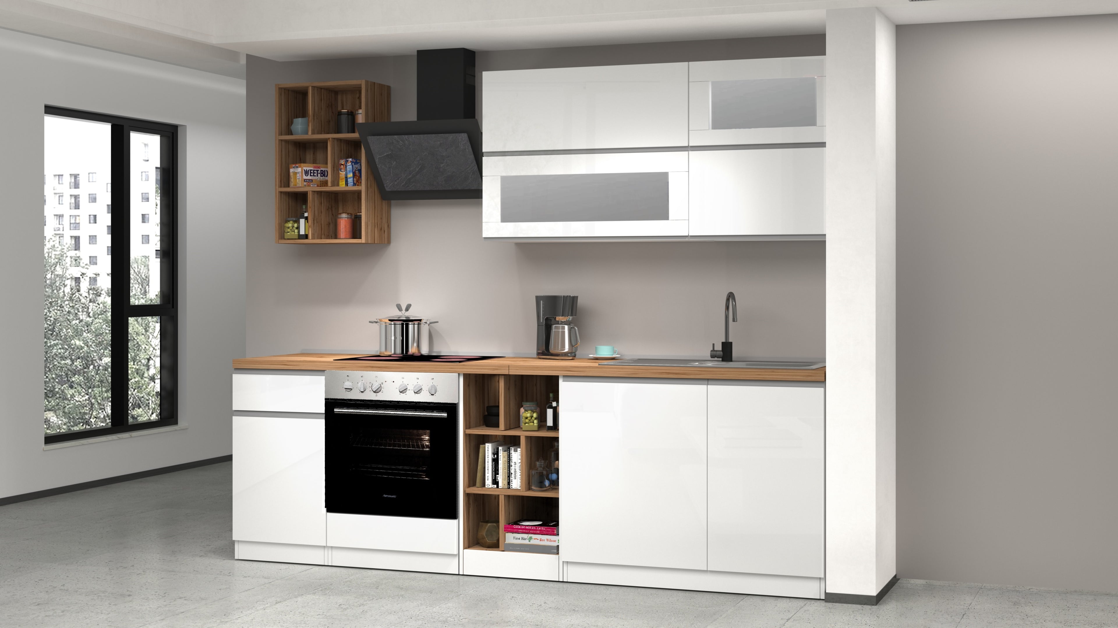 Cucina lineare SOLE 256 cm, composizione 3 - Milano 7 Arte e Design