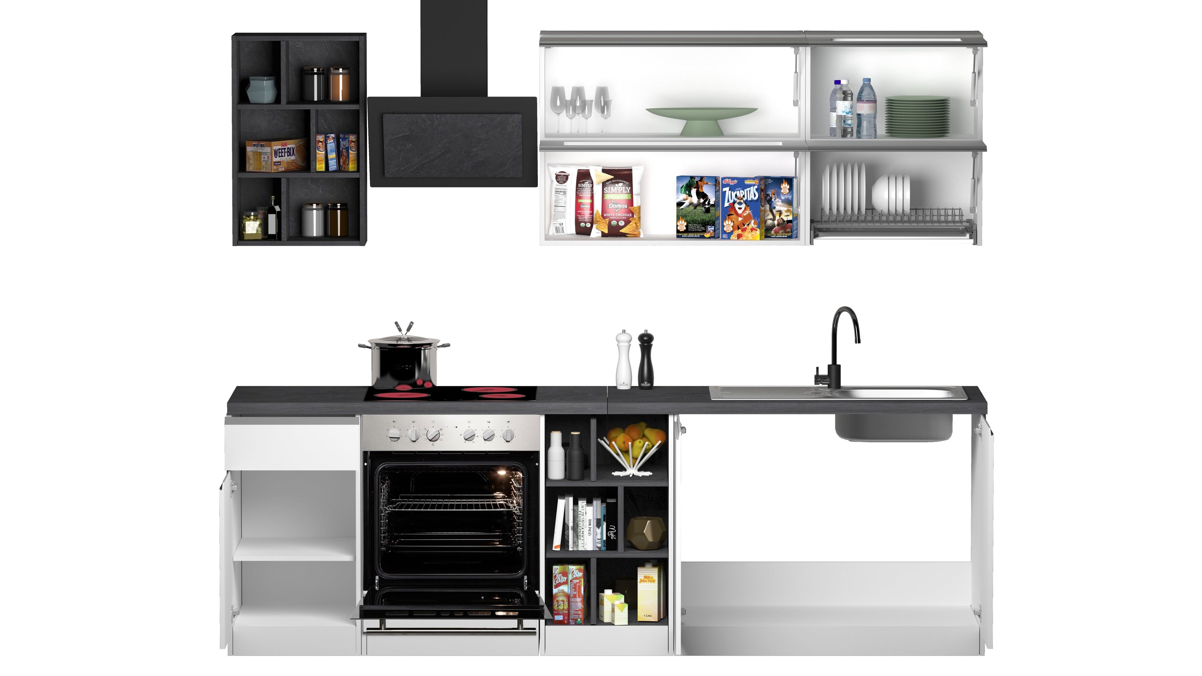 Cucina lineare SOLE 256 cm, composizione 3 - Milano 7 Arte e Design