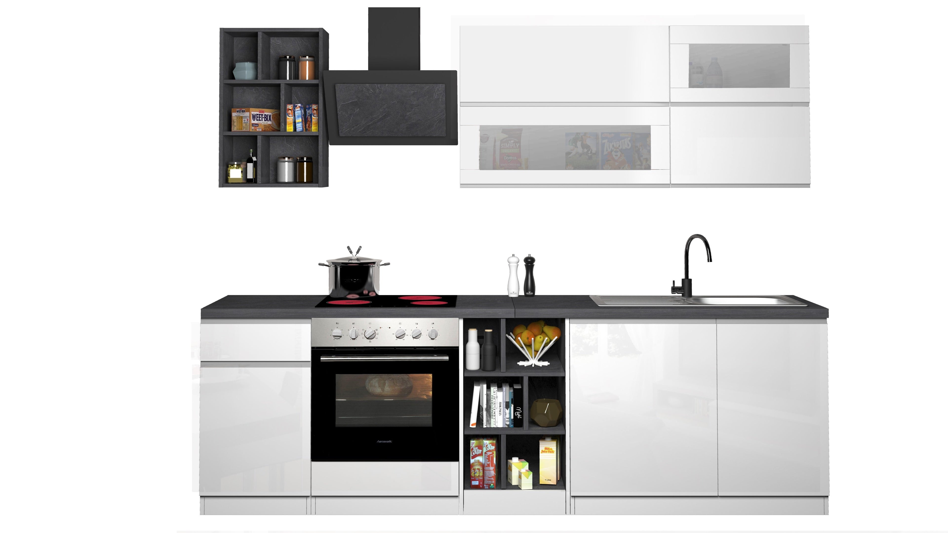 Cucina lineare SOLE 256 cm, composizione 3 - Milano 7 Arte e Design