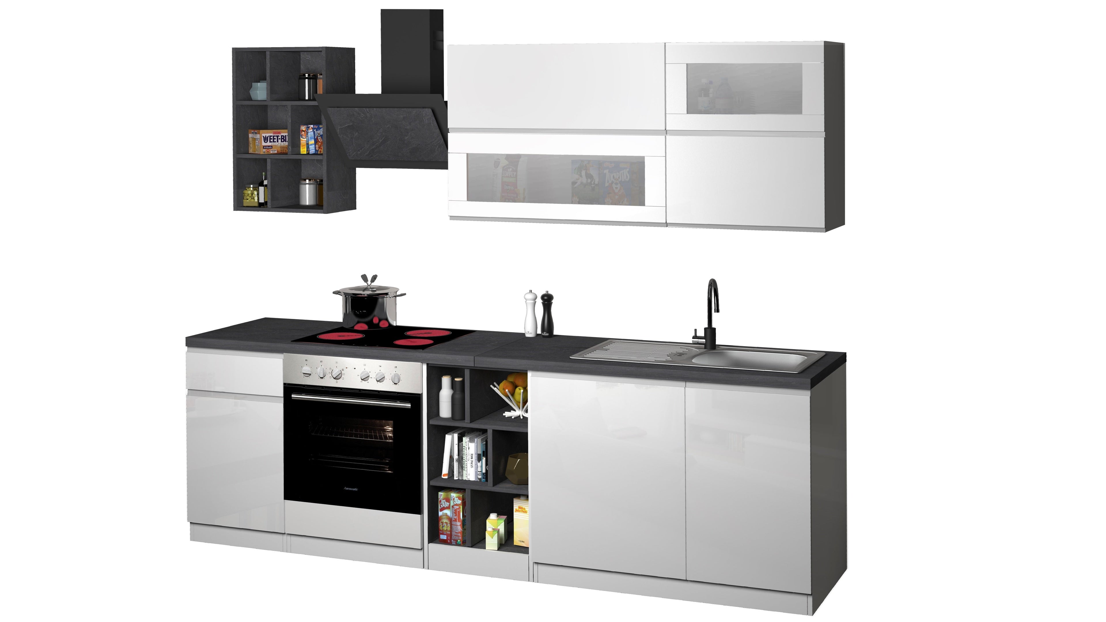 Cucina lineare SOLE 256 cm, composizione 3 - Milano 7 Arte e Design