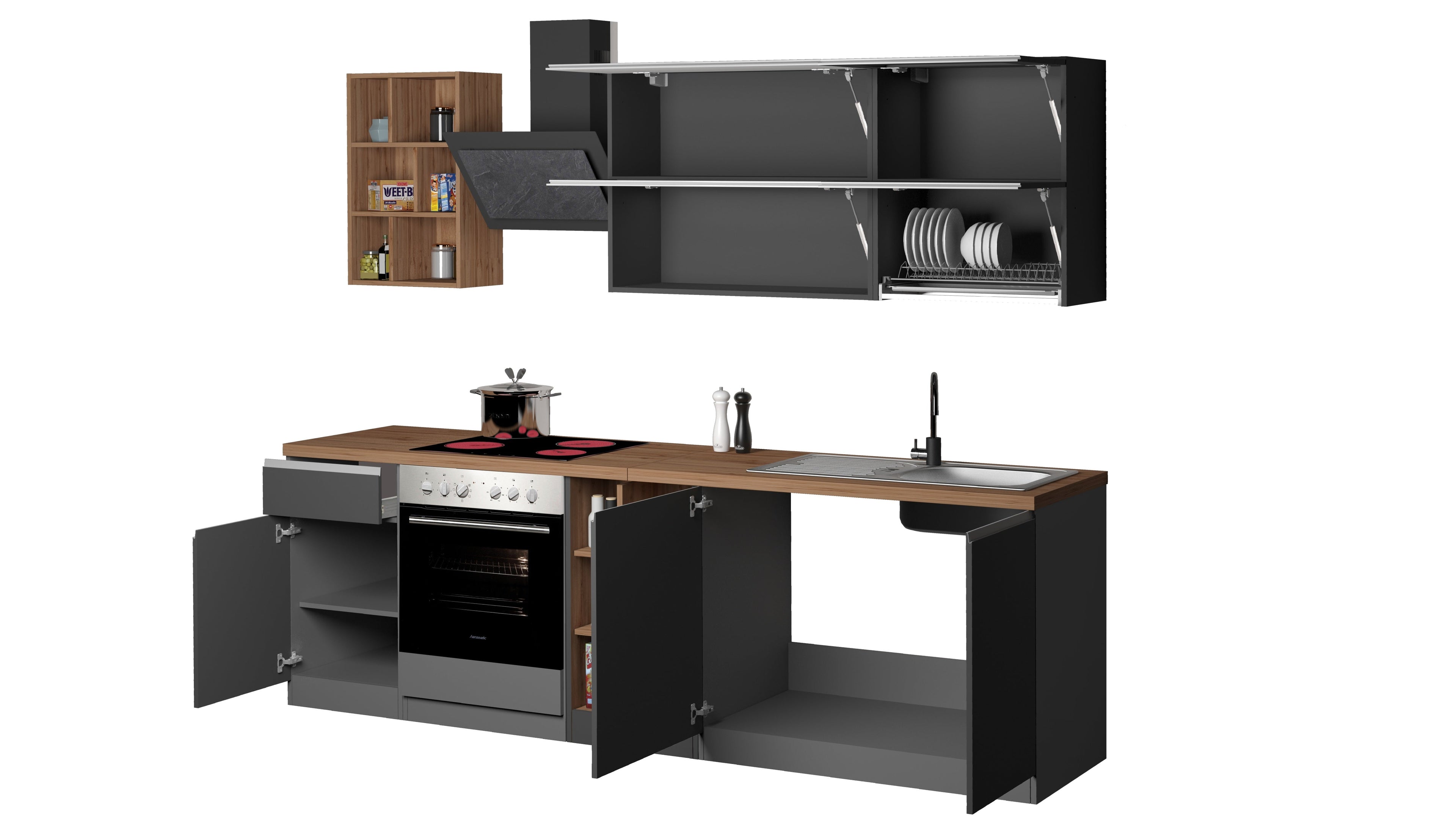 Cucina lineare SOLE 256 cm, composizione 3 - Milano 7 Arte e Design