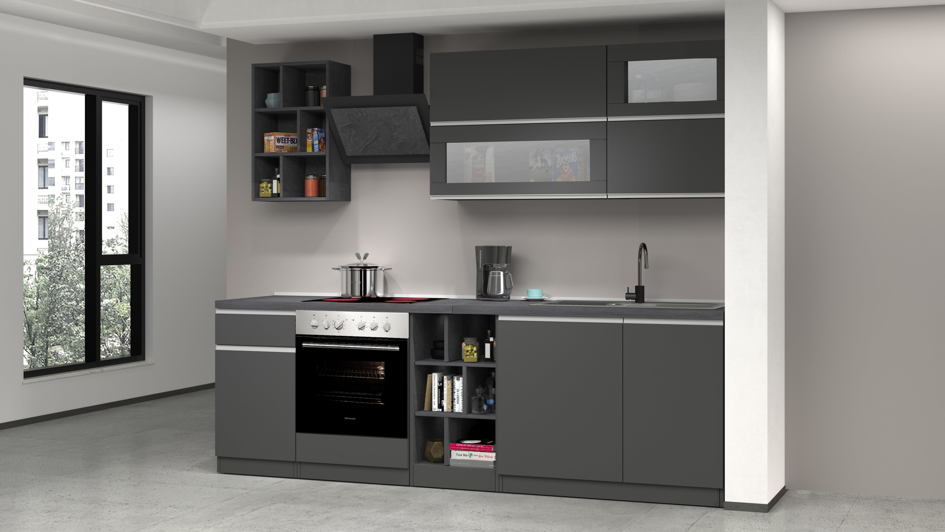 Cucina lineare SOLE 256 cm, composizione 3 - Milano 7 Arte e Design