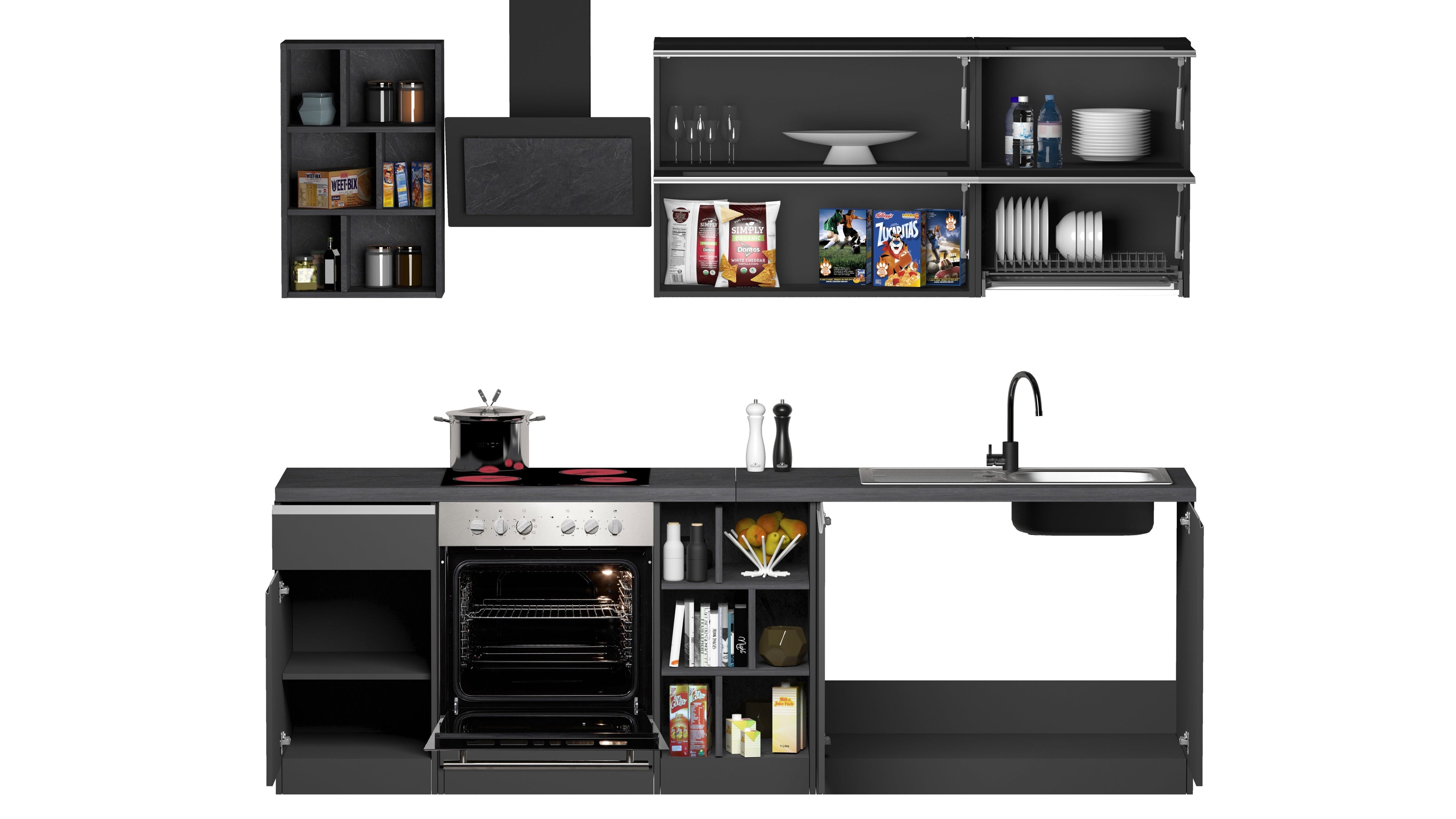 Cucina lineare SOLE 256 cm, composizione 3 - Milano 7 Arte e Design