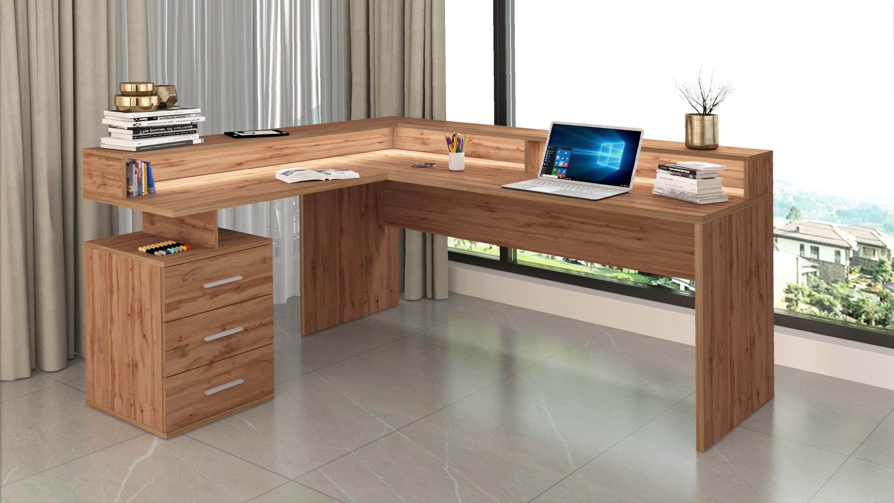 Scrivania angolare con sopralzo NEW SELINA - Milano 7 Arte e Design
