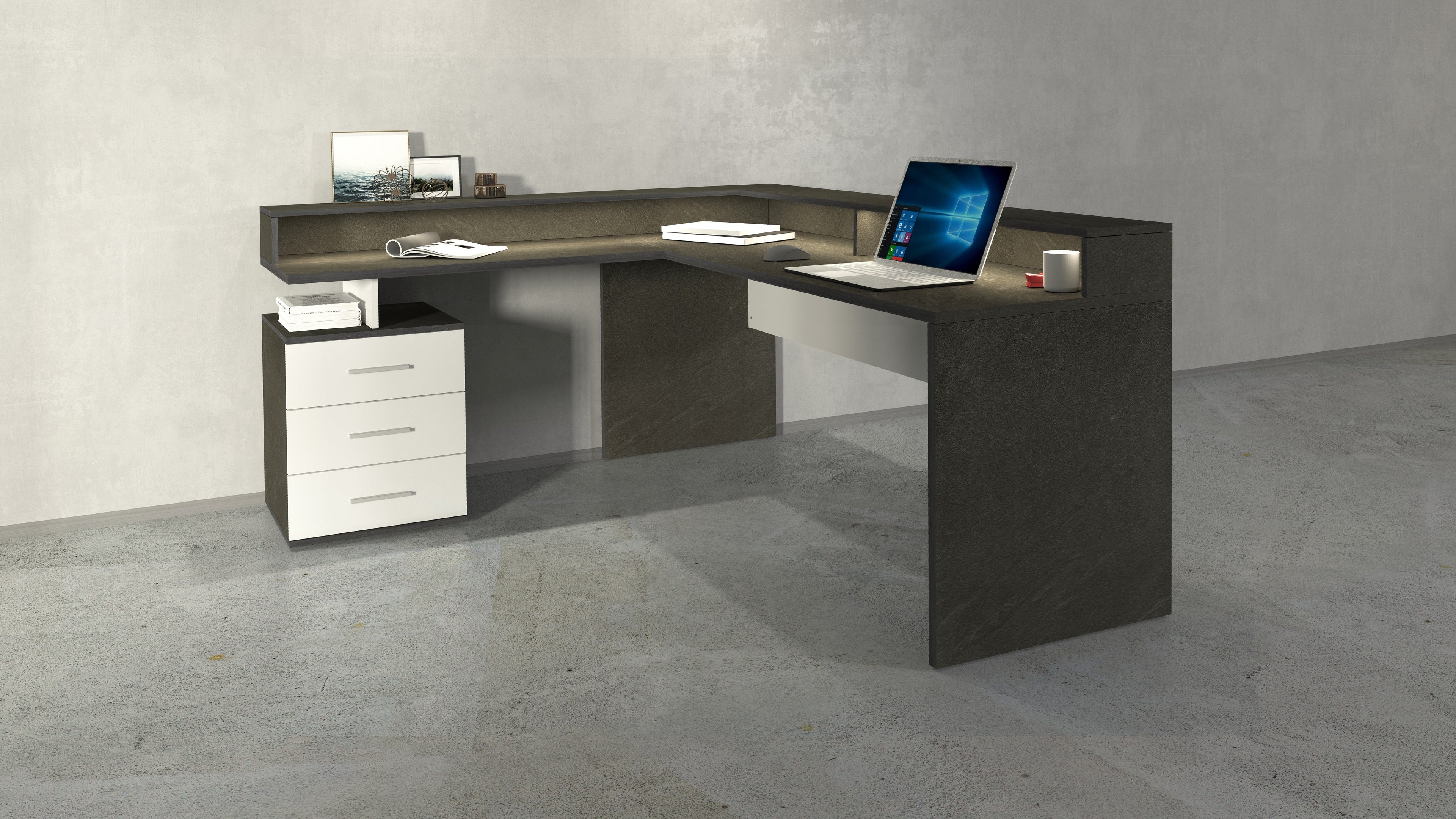 Scrivania angolare con sopralzo NEW SELINA - Milano 7 Arte e Design