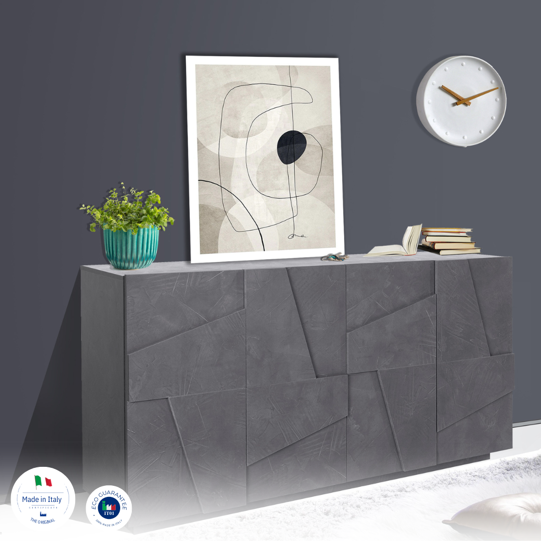 Credenza PING 160 cm 4 ante battenti Ardesia - Milano 7 Arte e Design