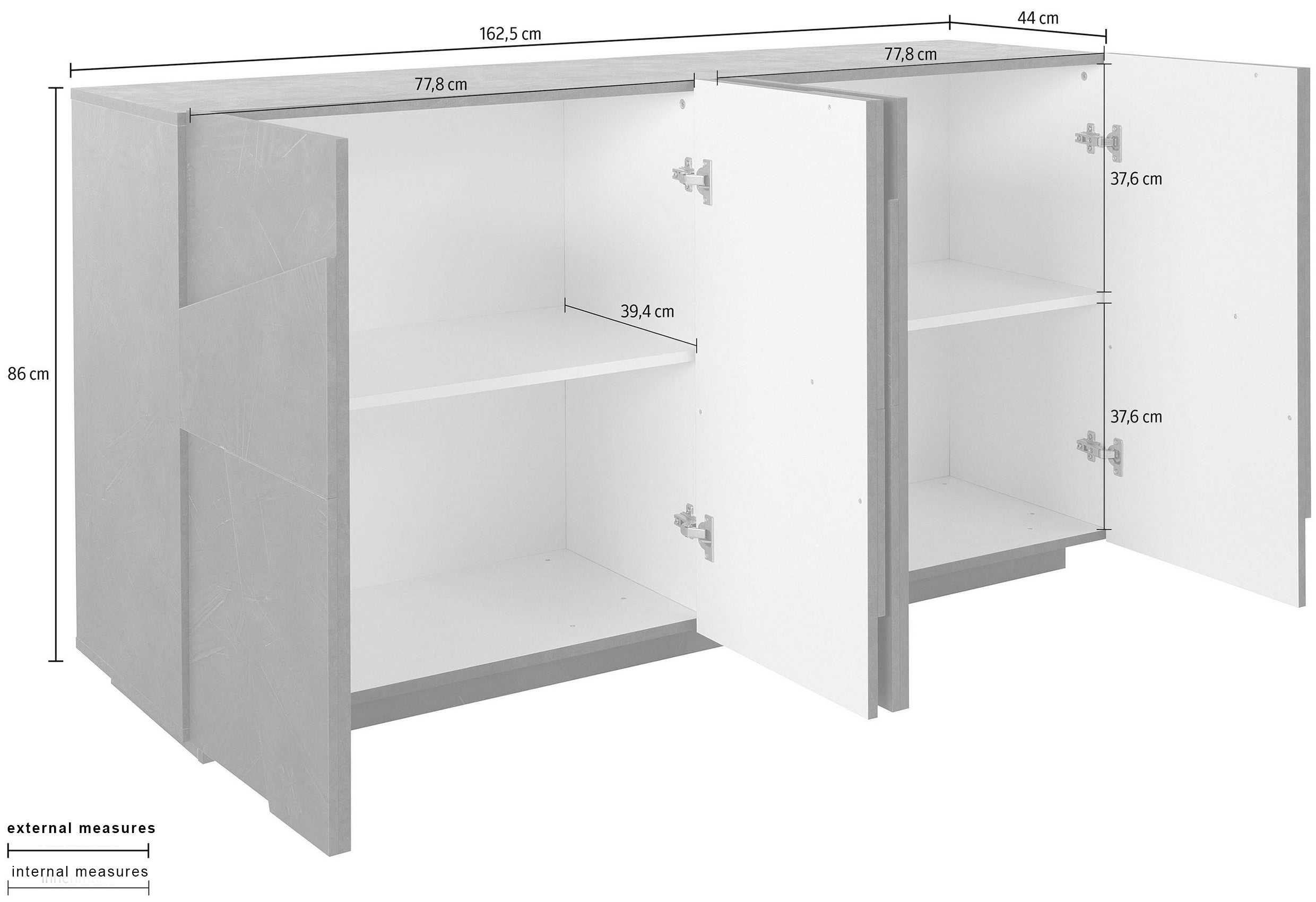 Credenza PING 160 cm 4 ante battenti - Milano 7 Arte e Design