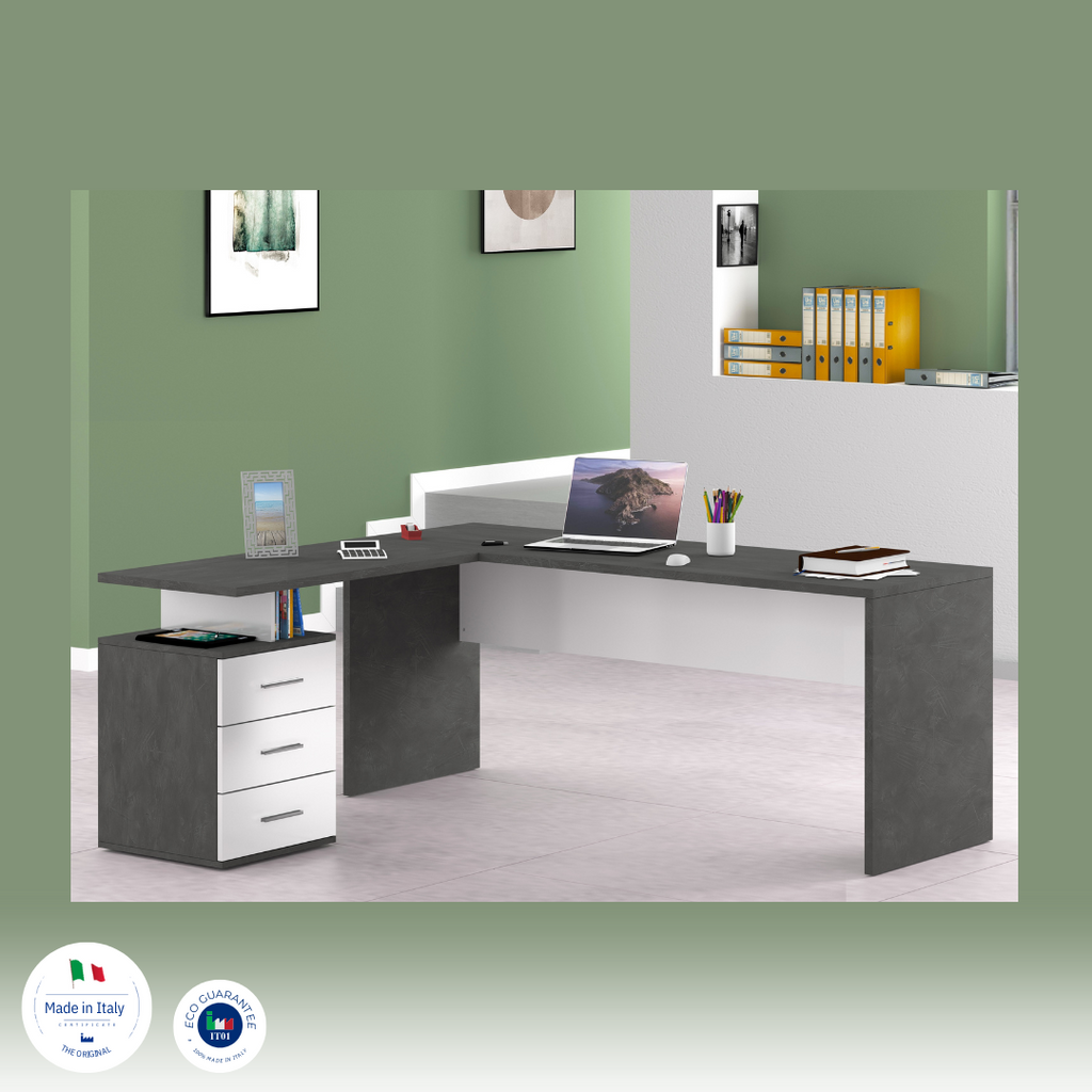 Scrivania angolare NEW SELINA laccato lucido bianco e report - Milano 7 Arte e Design