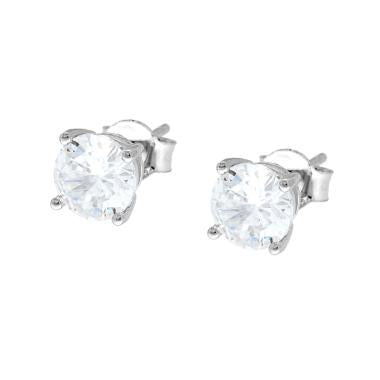 Orecchini Punto Luce Tondo con Zircone Bianco mm 6 in ARGENTO 925 Galvanica Rodio - Milano 7 Arte e Design